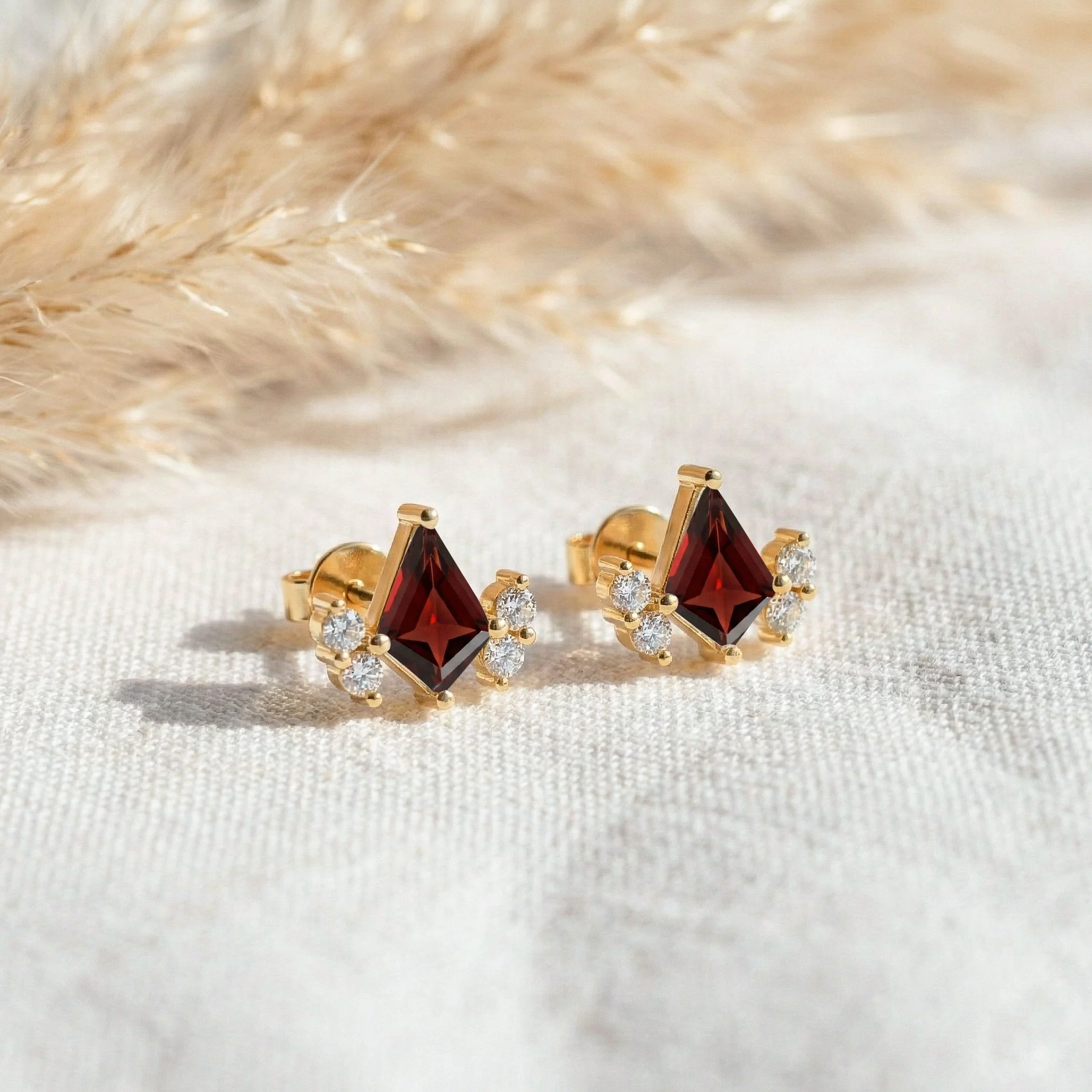Garnet Kite Stud Earrings in 925 Sterling Silver 6x4 MM 1ct - Image 13