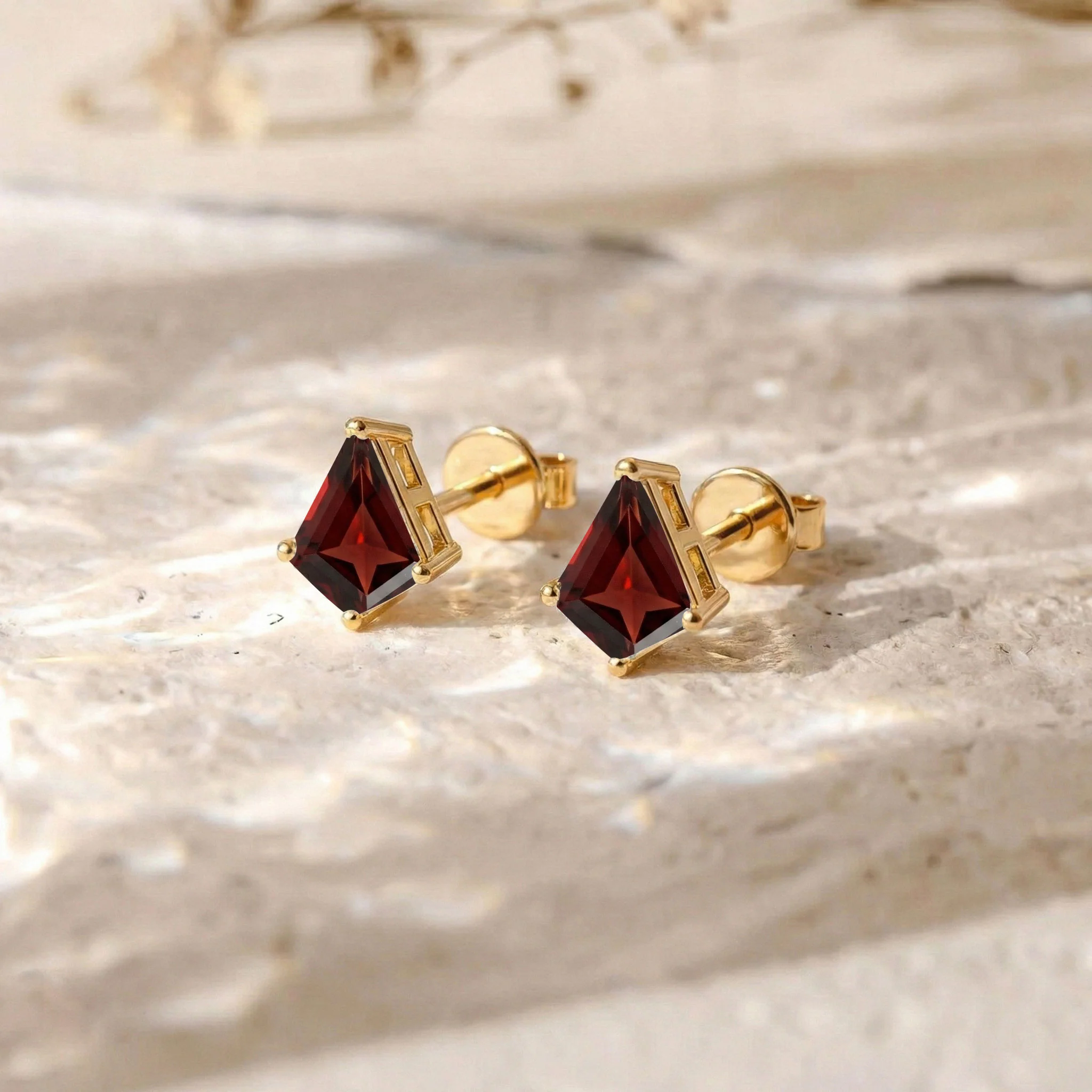 Garnet Kite Stud Earrings in 925 Sterling Silver 7x5 MM 1.50ct - Image 11