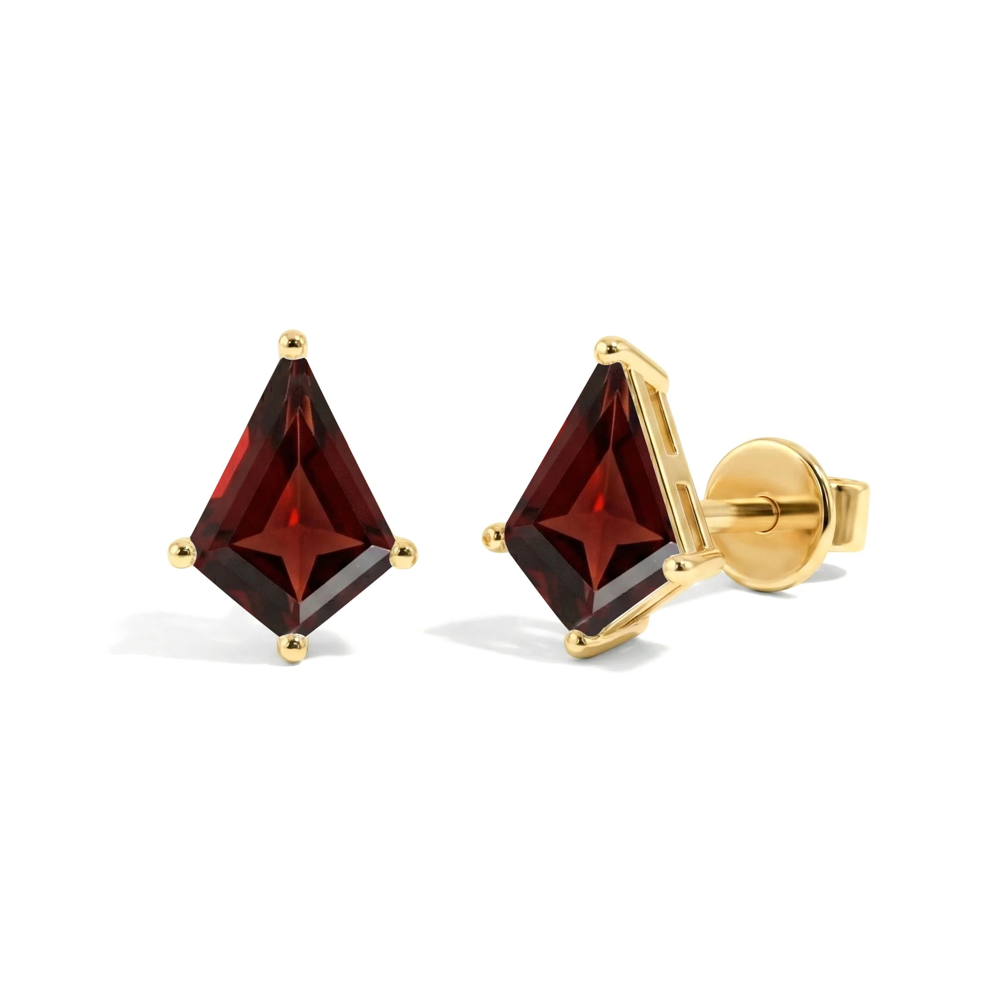 Garnet Kite Stud Earrings in 925 Sterling Silver 7x5 MM 1.50ct - Image 8