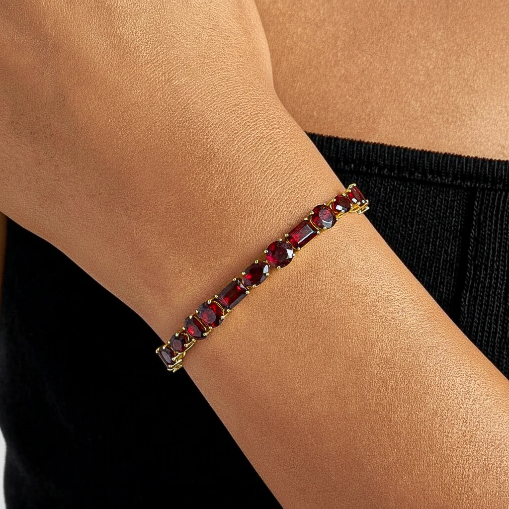 Garnet Multi Shape Tennis Bracelet in 925 Sterling Silver 15.65 CT - Image 3