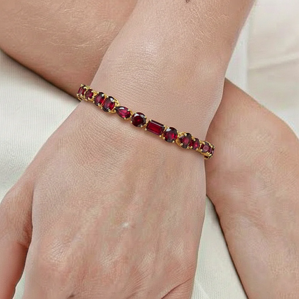 Garnet Multi Shape Tennis Bracelet in 925 Sterling Silver 15.65 CT - Image 4
