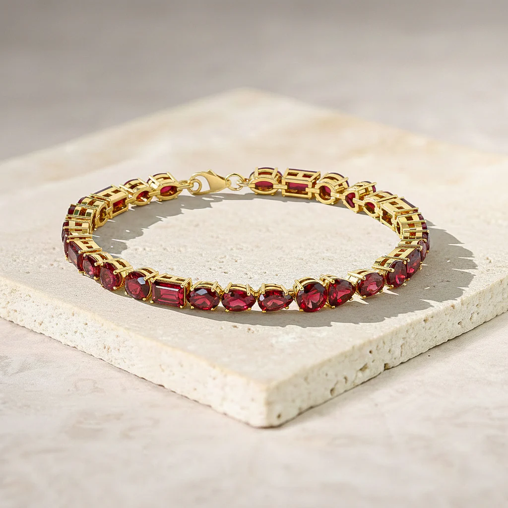 Garnet Multi Shape Tennis Bracelet in 925 Sterling Silver 15.65 CT - Image 7