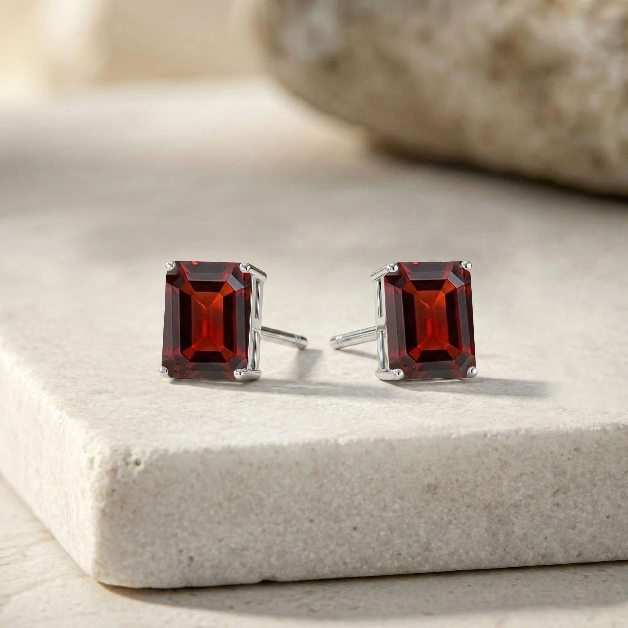 Garnet Octagon Stud Earrings in 925 Sterling Silver 5.35ct - Image 8