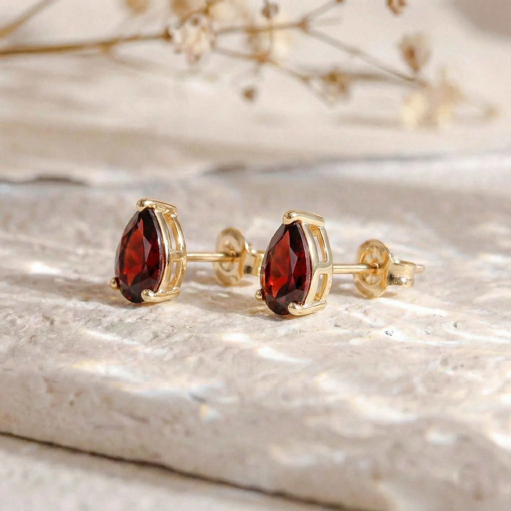 Garnet Pear Solitaire Stud Earring in 925 Sterling Silver 10X8 MM 5.35ct - Image 10