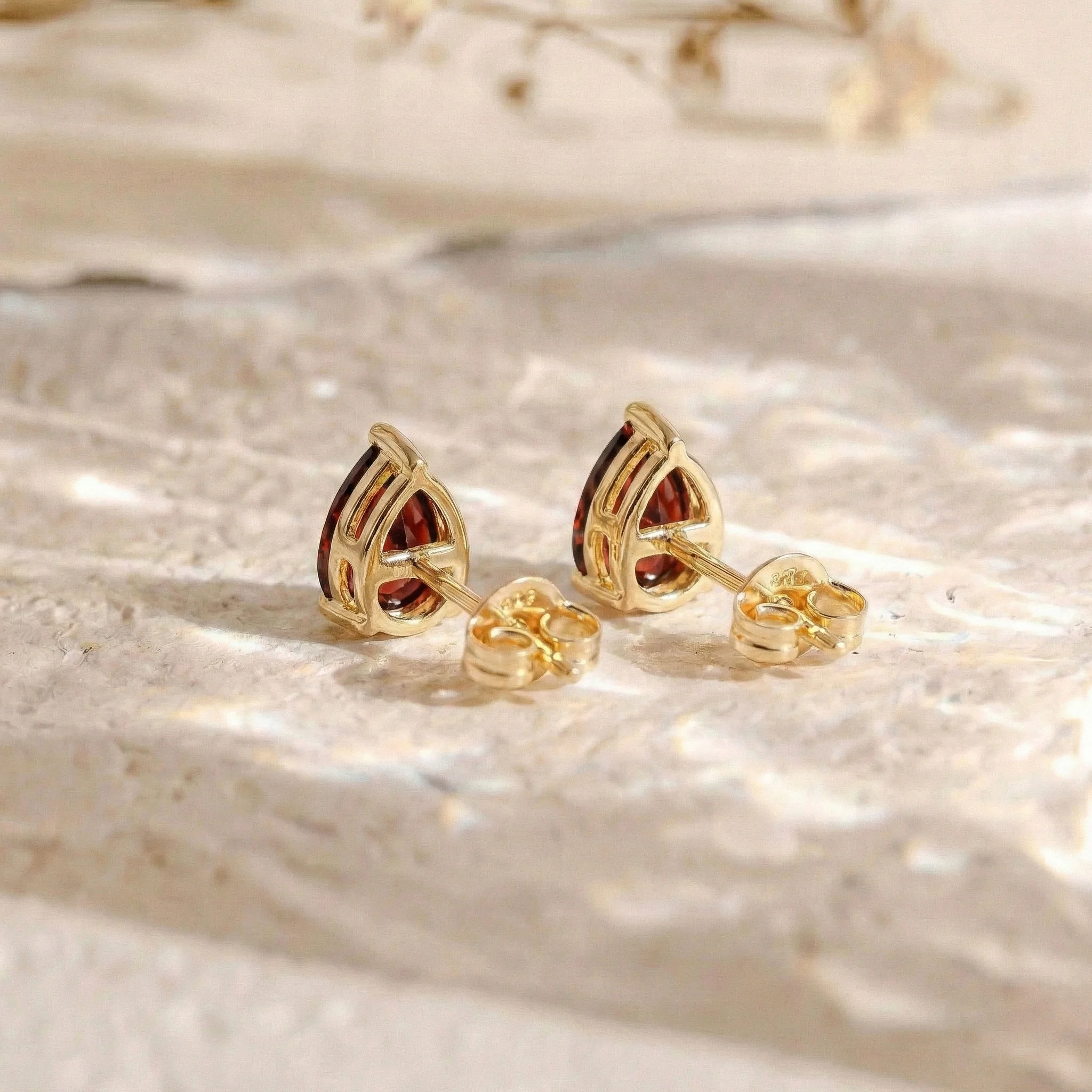Garnet Pear Solitaire Stud Earring in 925 Sterling Silver 10X8 MM 5.35ct - Image 11