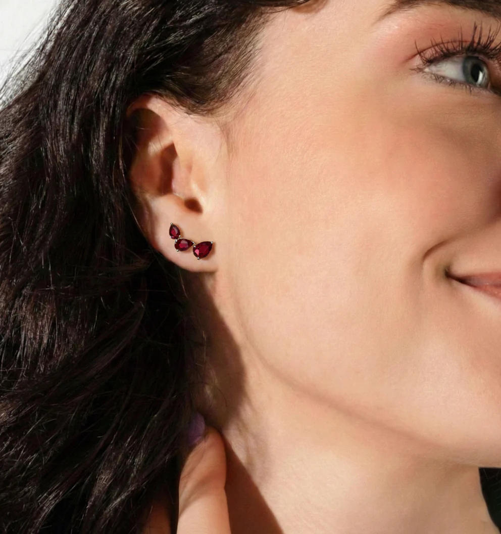 Garnet Pear Stud Earrings in 925 Sterling Silver 3.30ct - Image 3
