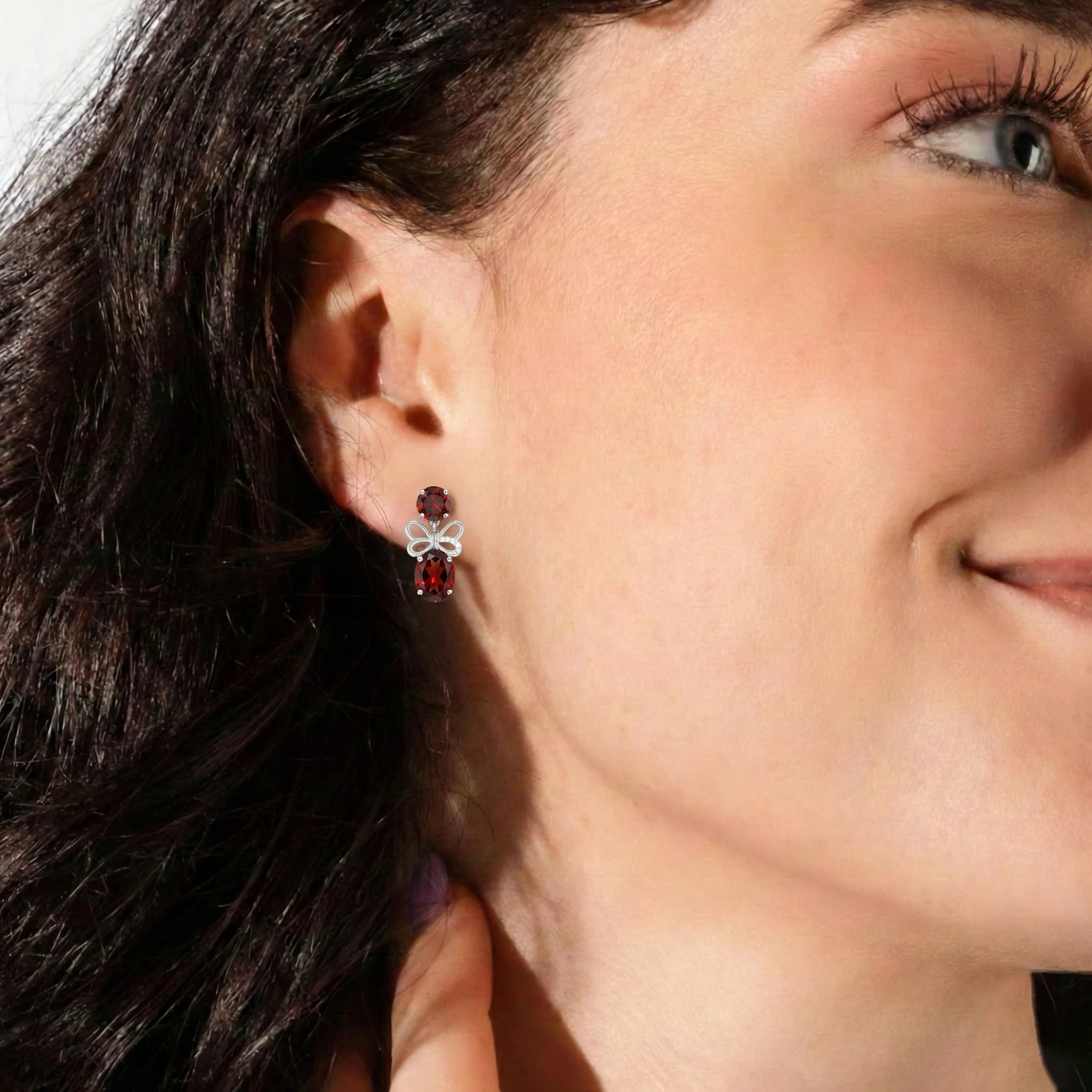 Garnet Round and Oval Stud Earring in 925 Sterling Silver 6 MM 5-ct. - Image 7