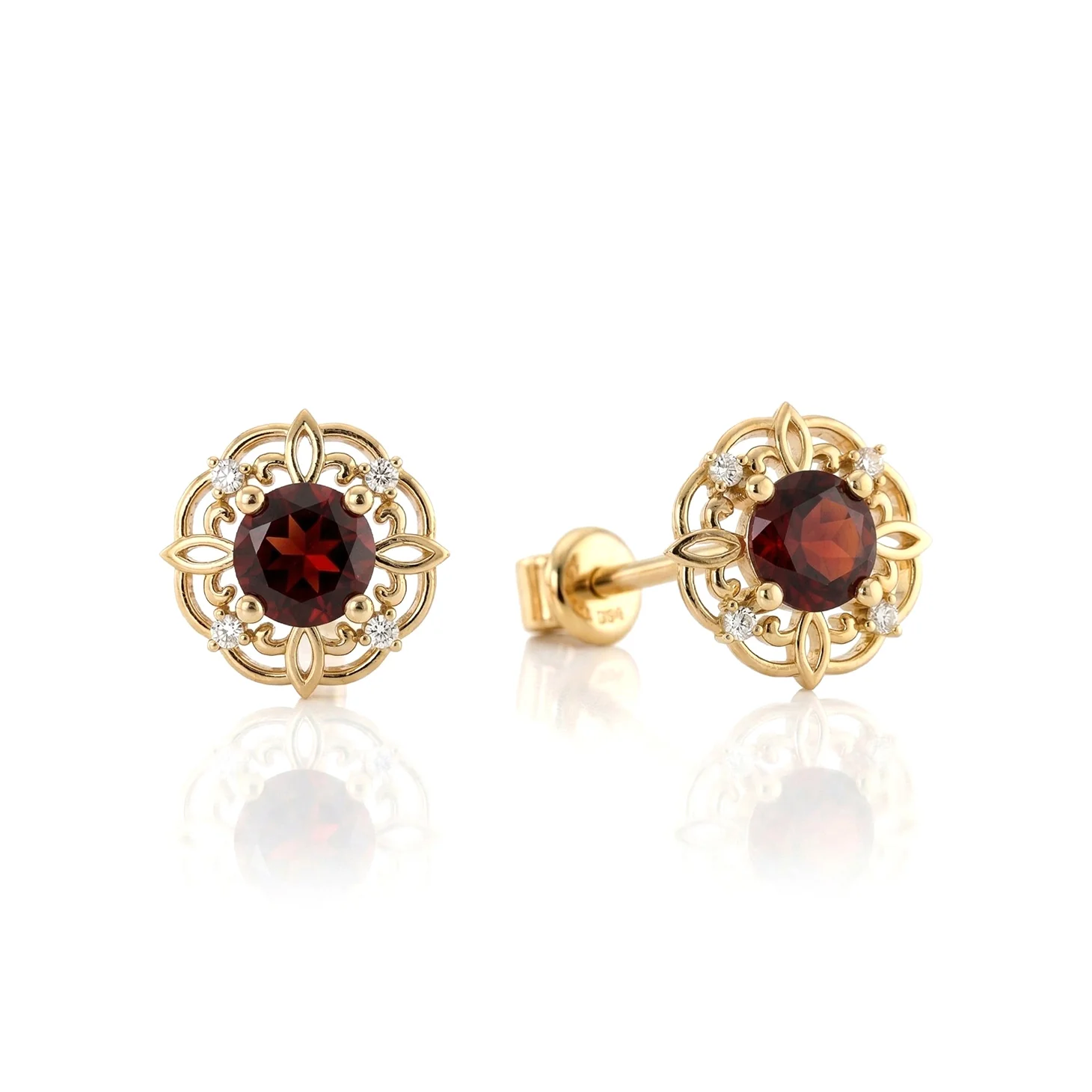 Garnet Round Halo Stud Earrings in 925 Sterling Silver 5MM 1.30ct - Image 8