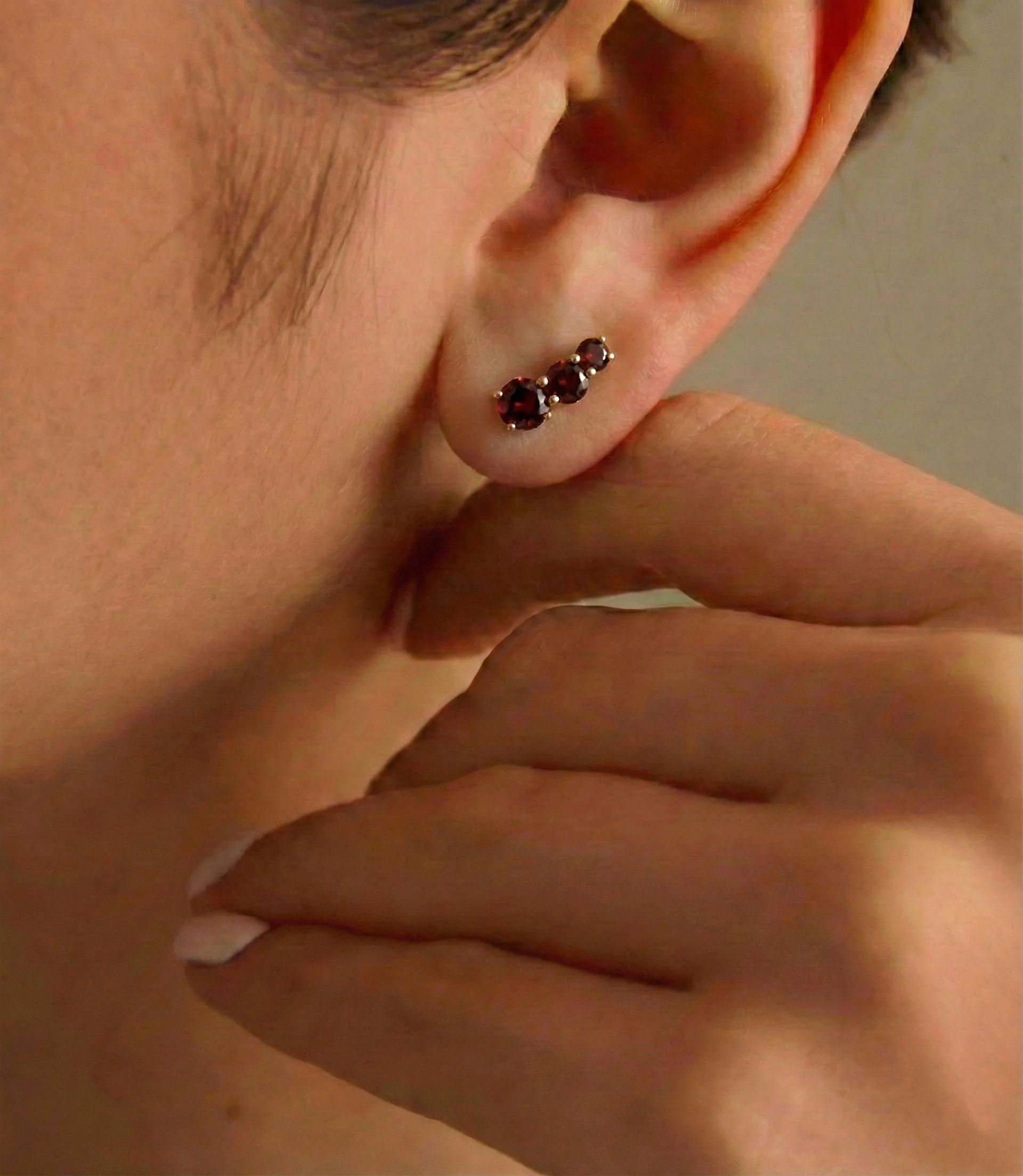 Garnet Round Stud Earring in 925 Sterling Silver 5X4X3MM 1.40 ct. - Image 14