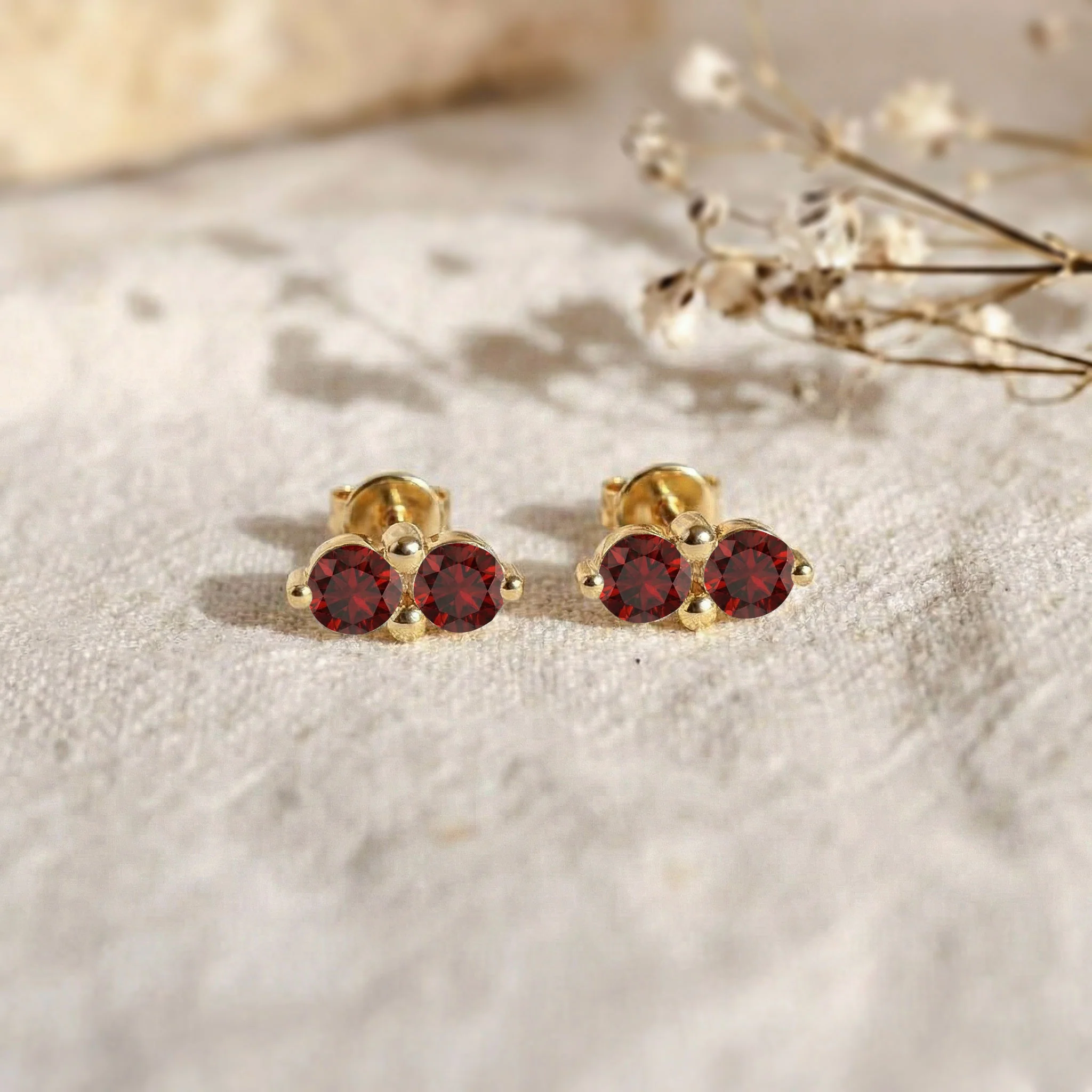 Garnet Round Stud Earrings in 925 Sterling Silver 3 MM 1.20ct - Image 15