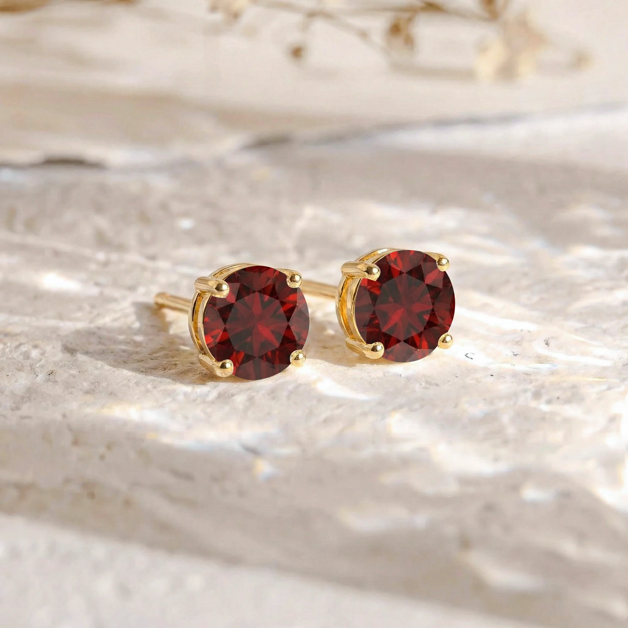 Garnet Round Stud Earrings in 925 Sterling Silver 5.15ct - Image 10