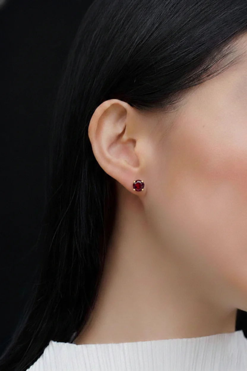 Garnet Round Stud Earrings in 925 Sterling Silver 5.15ct - Image 13