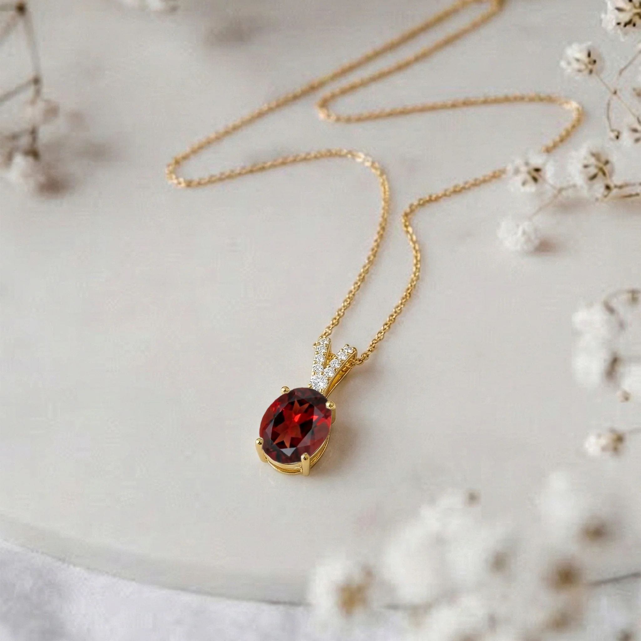 Garnet Solitaire Pendant Necklace in 925 Sterling Silver 1.2ct - Image 8