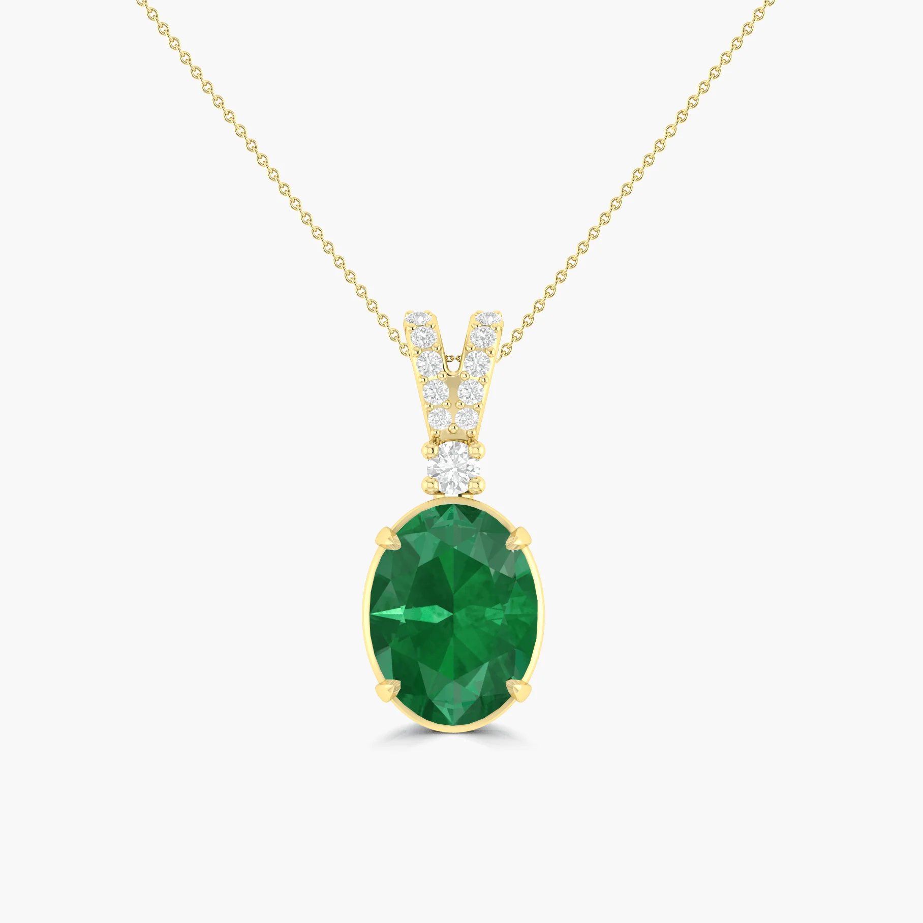 Green Emerald Gemstone Pendant Necklace