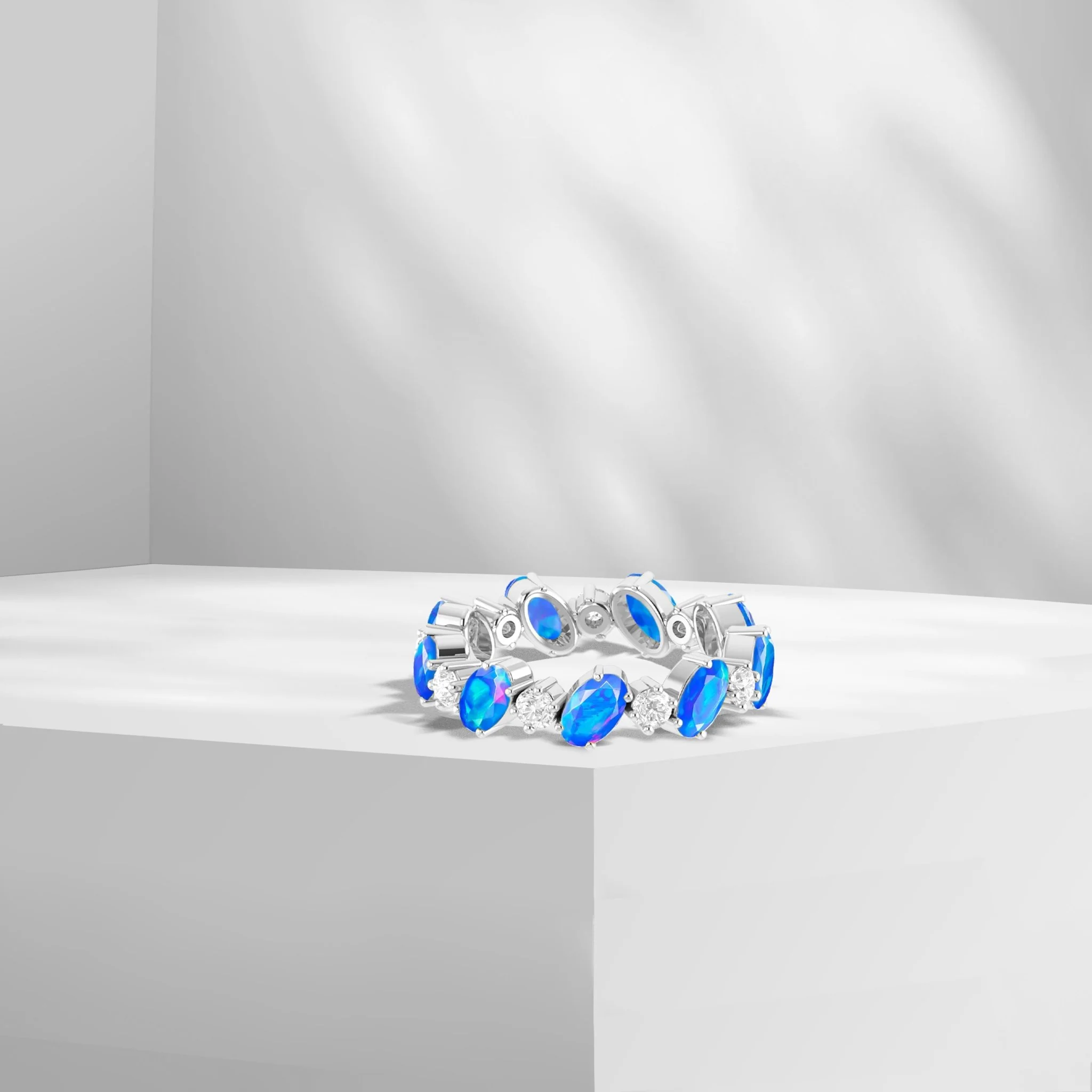 Green Fire Oval Faceted Opal Ring for Women - Image 6