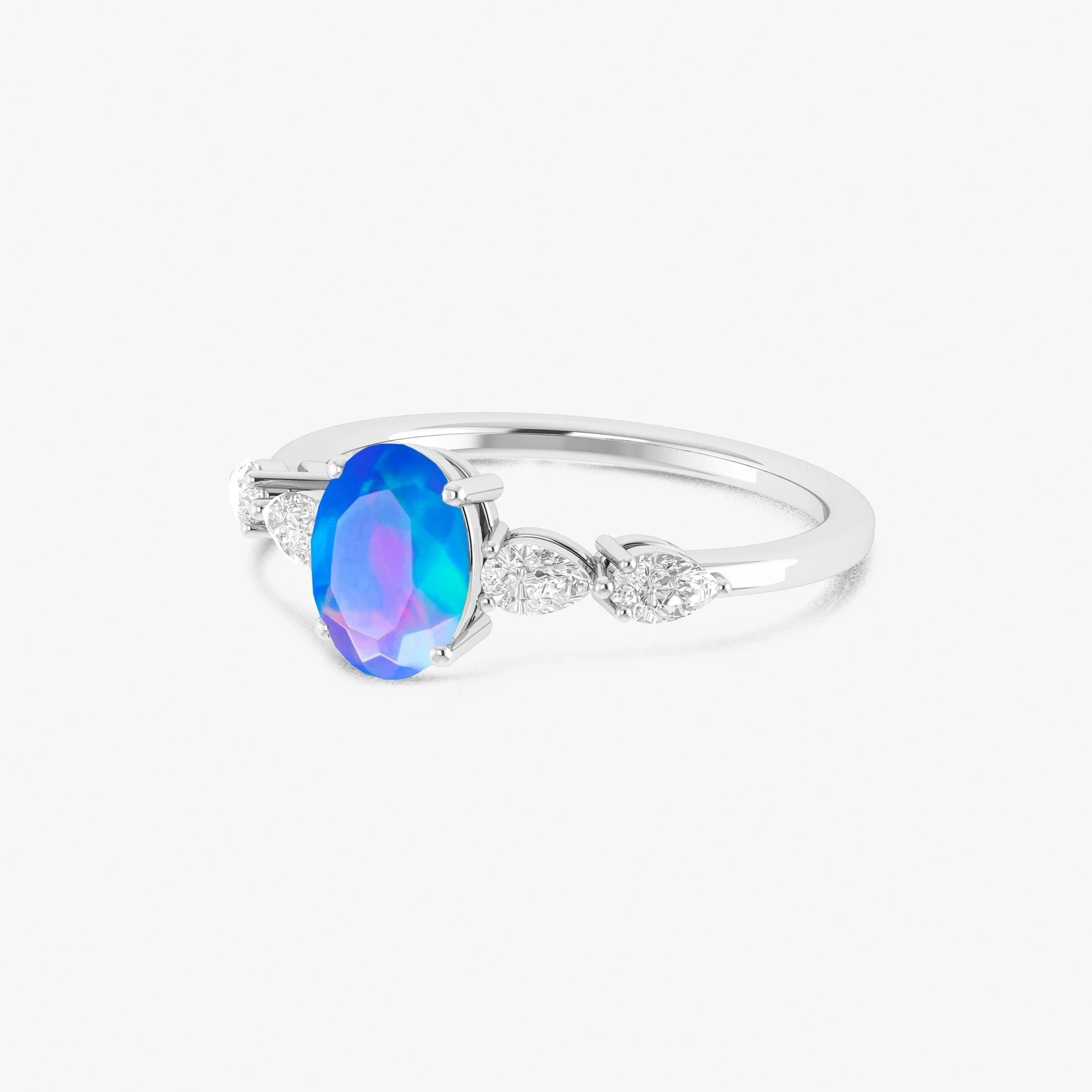 Green Genuine Opal Silver Ring for Women - Image 5