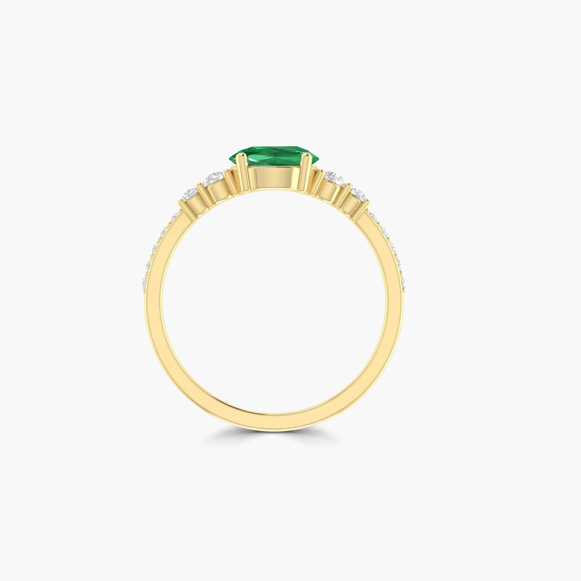 Green Lab Grown 6MM Round Emerald Ring - Image 5