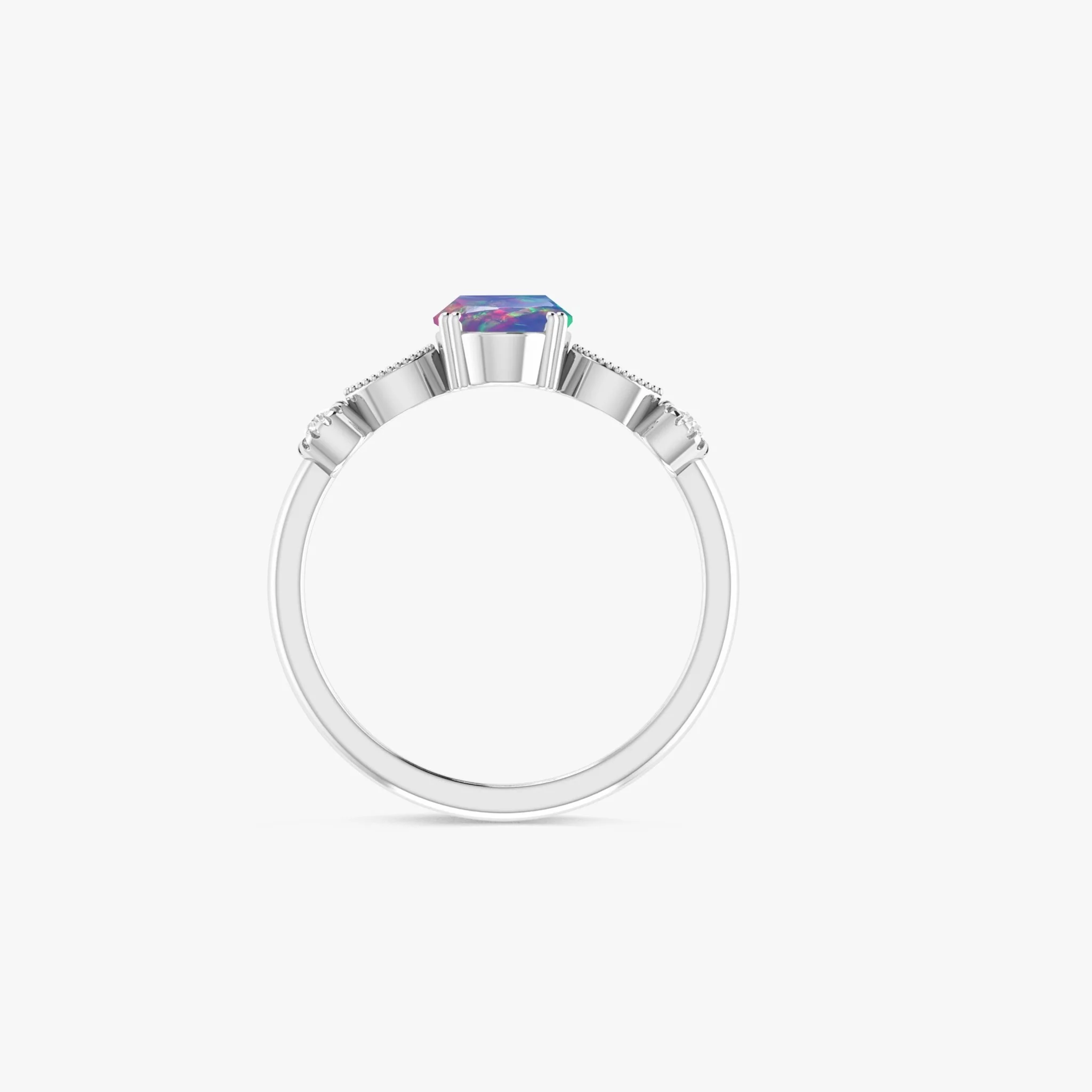 Green Multifire Oval Ethiopian Opal Ring for Women - Image 4