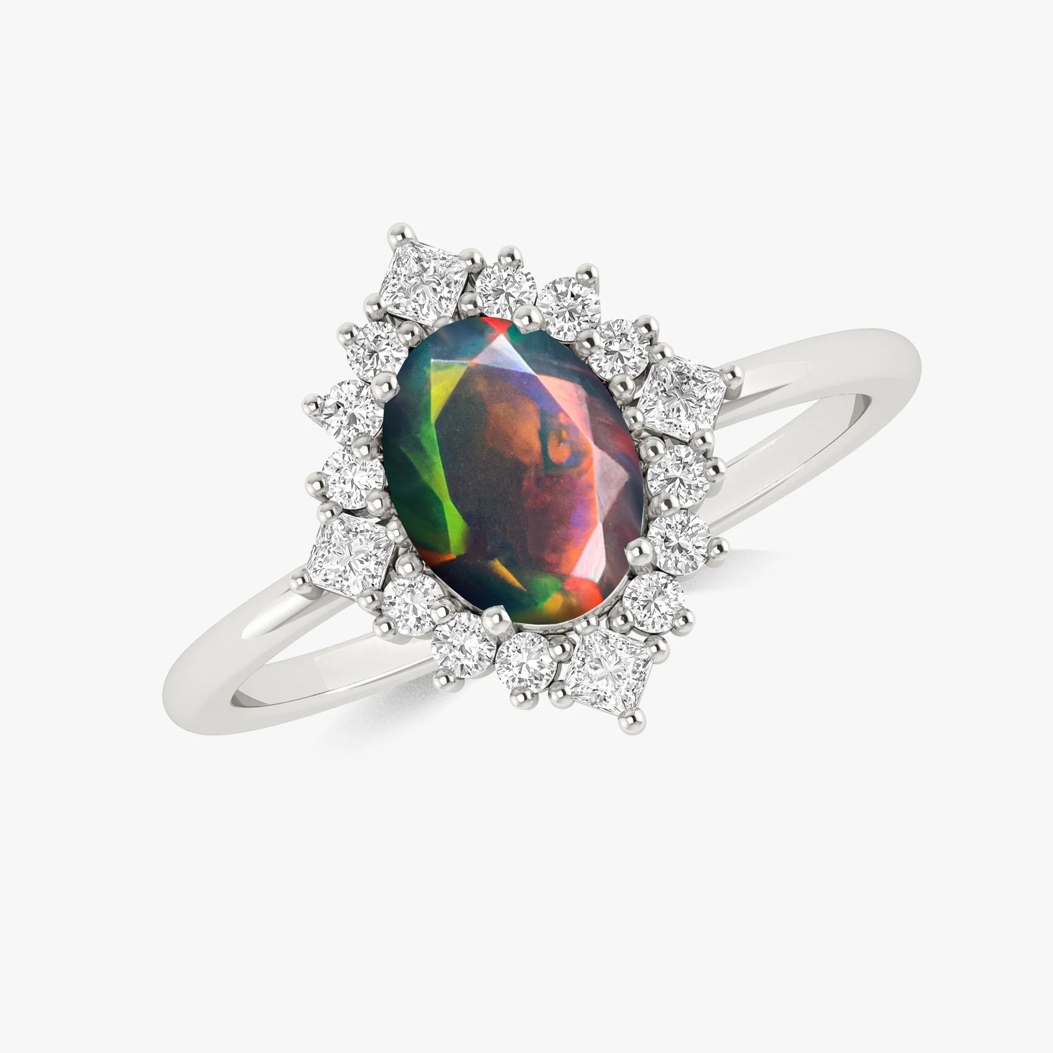 Green Natural Fire Faceted Ethiopian Opal Ring - Image 6