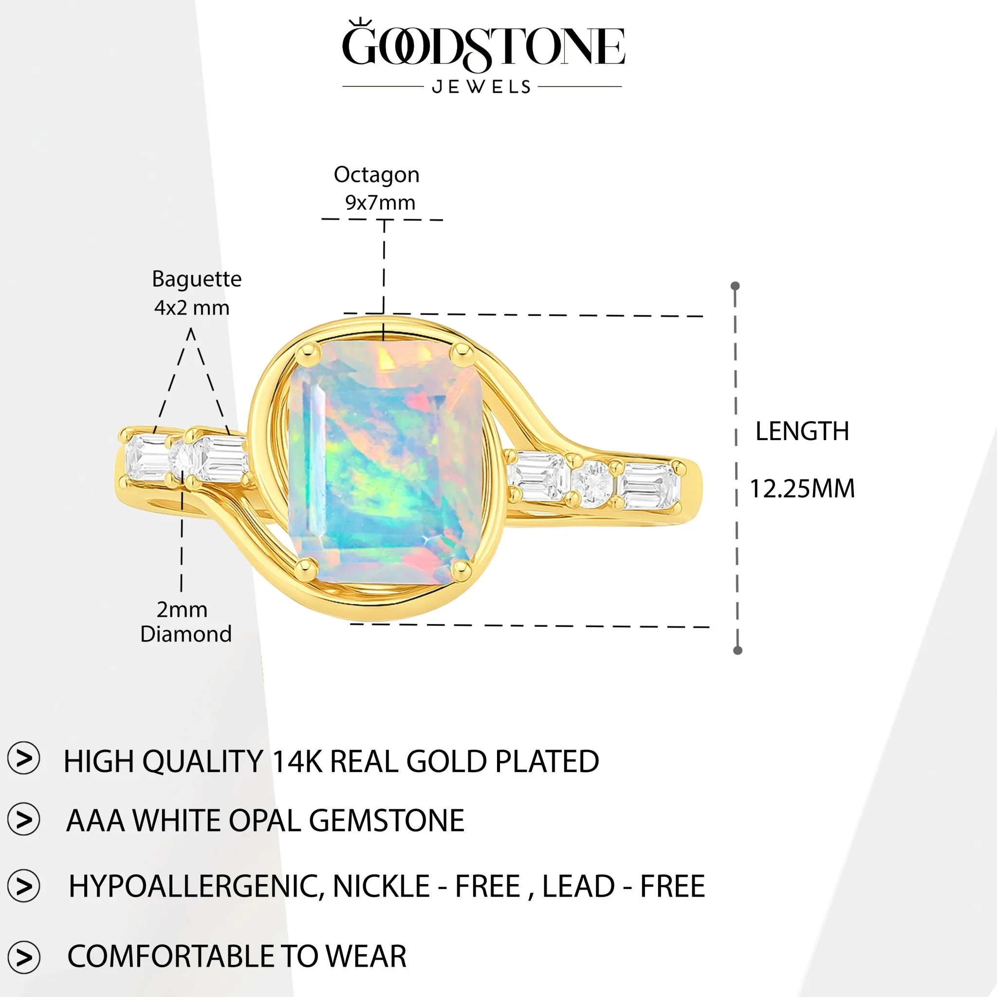 Green Opal Gemstone Ring - Bold Octagon Statement Ring for Women - Image 8