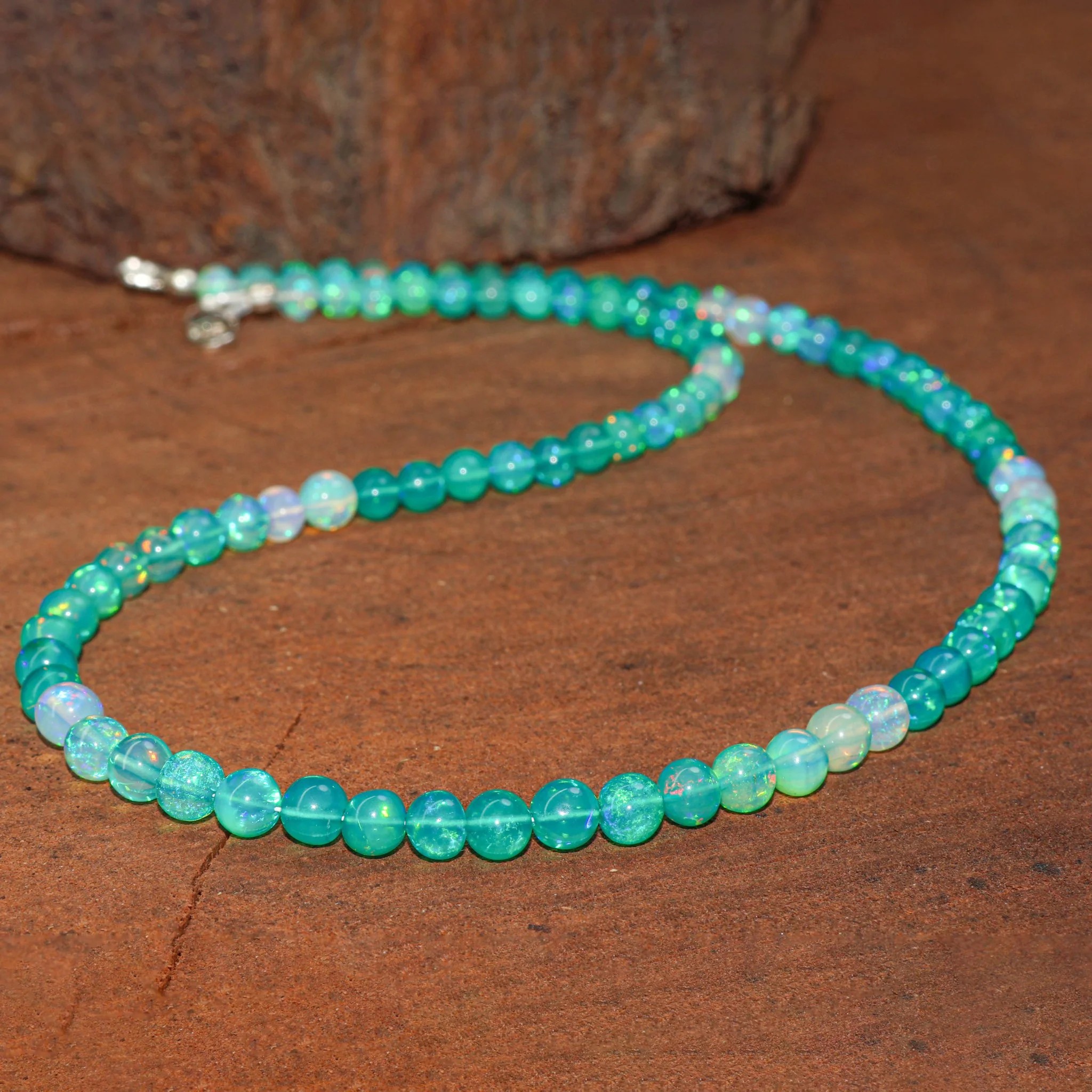 Green Opal Necklace with Shaded Gemstone Beads - Image 2