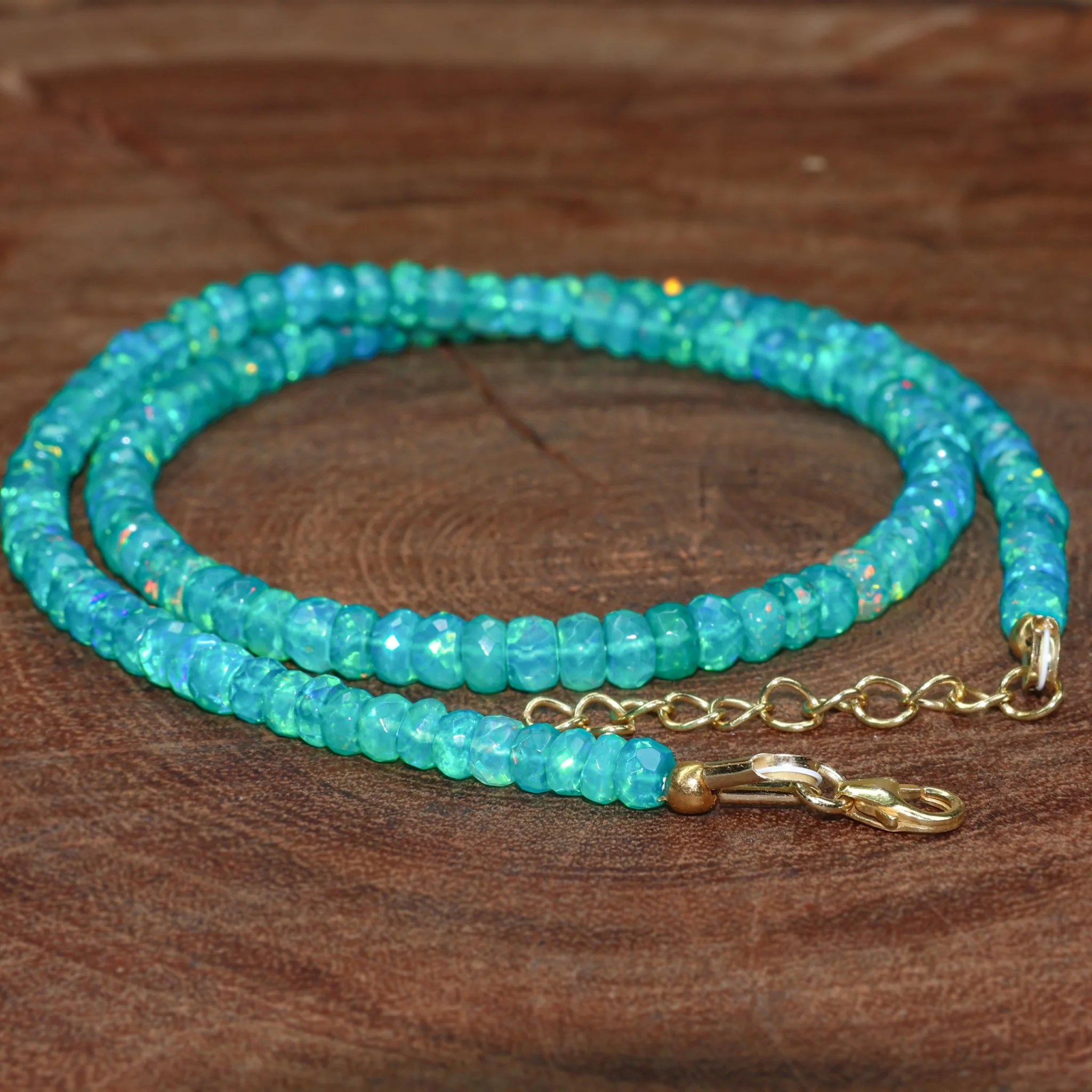 GREEN OPAL ROUND BEADED NECKLACE - Image 5