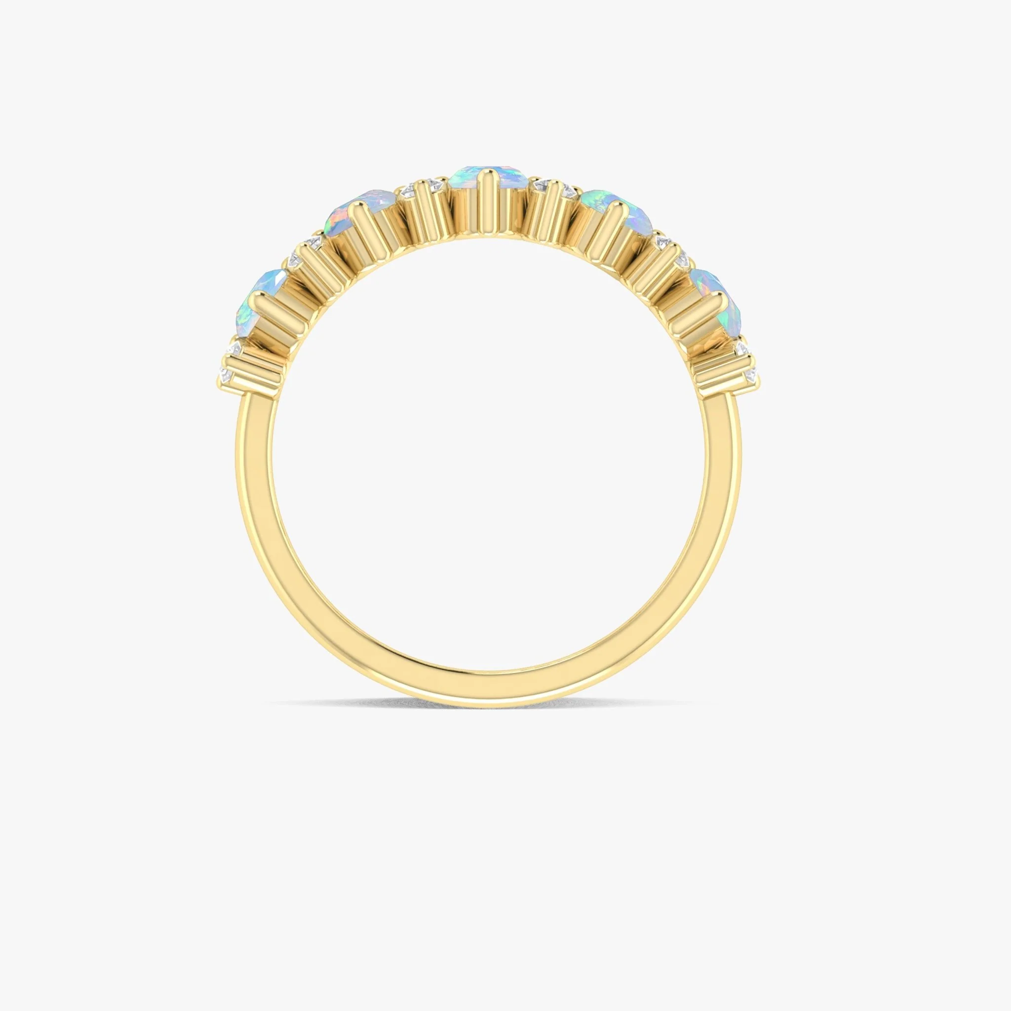 Half Eternity Ring with Natural White Opal and Zircon - Image 4