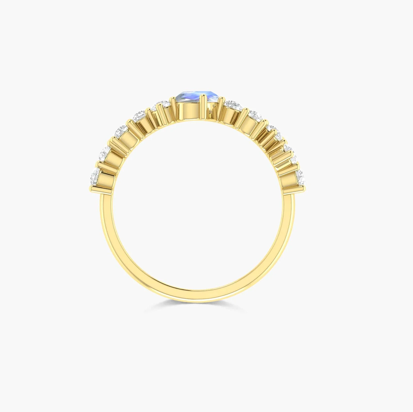 Handcrafted White rainbow moonstone with Small round zircon ring - Image 4