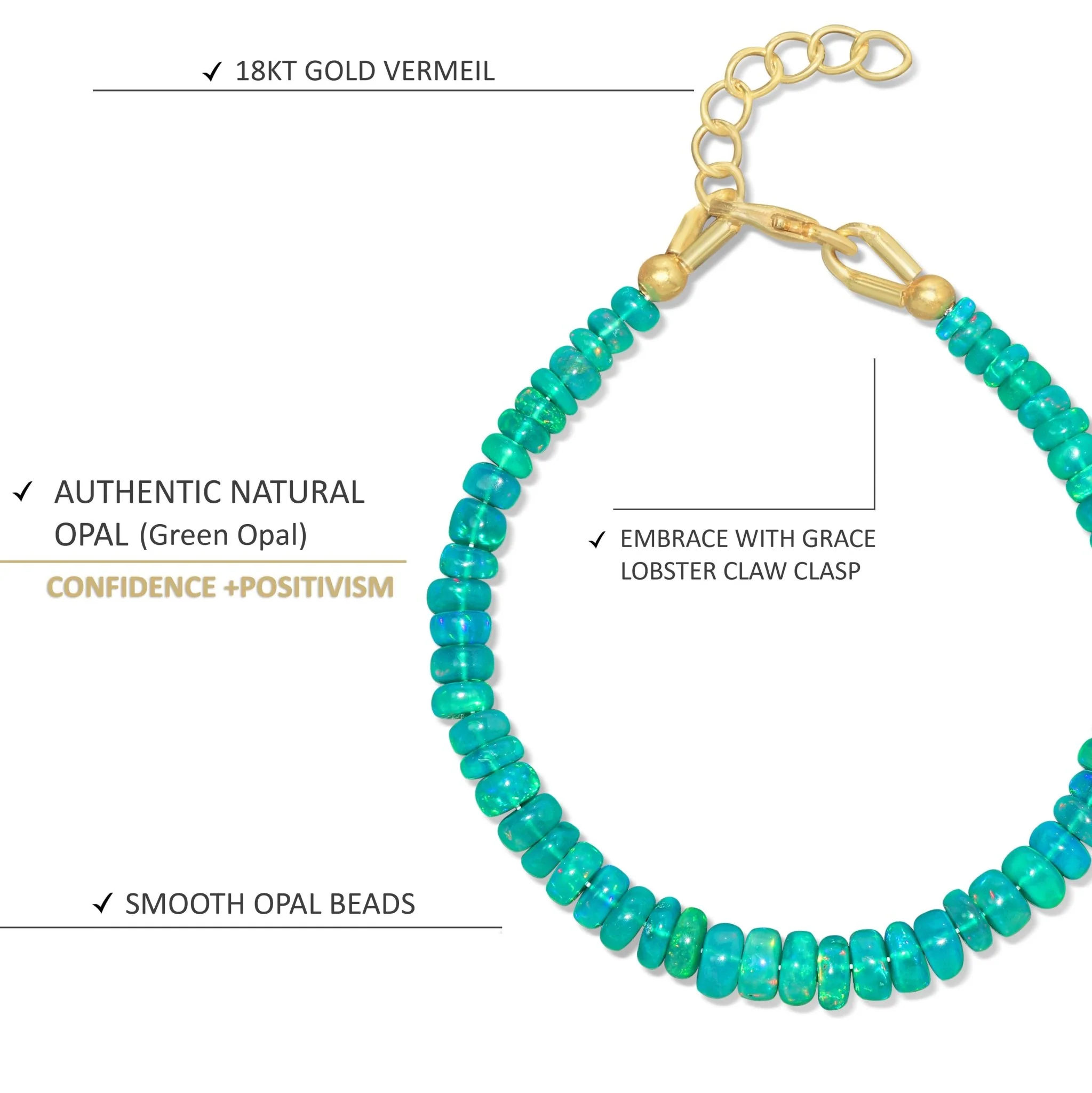 Handmade Elegance Green Opal Beaded Bracelet - Image 2