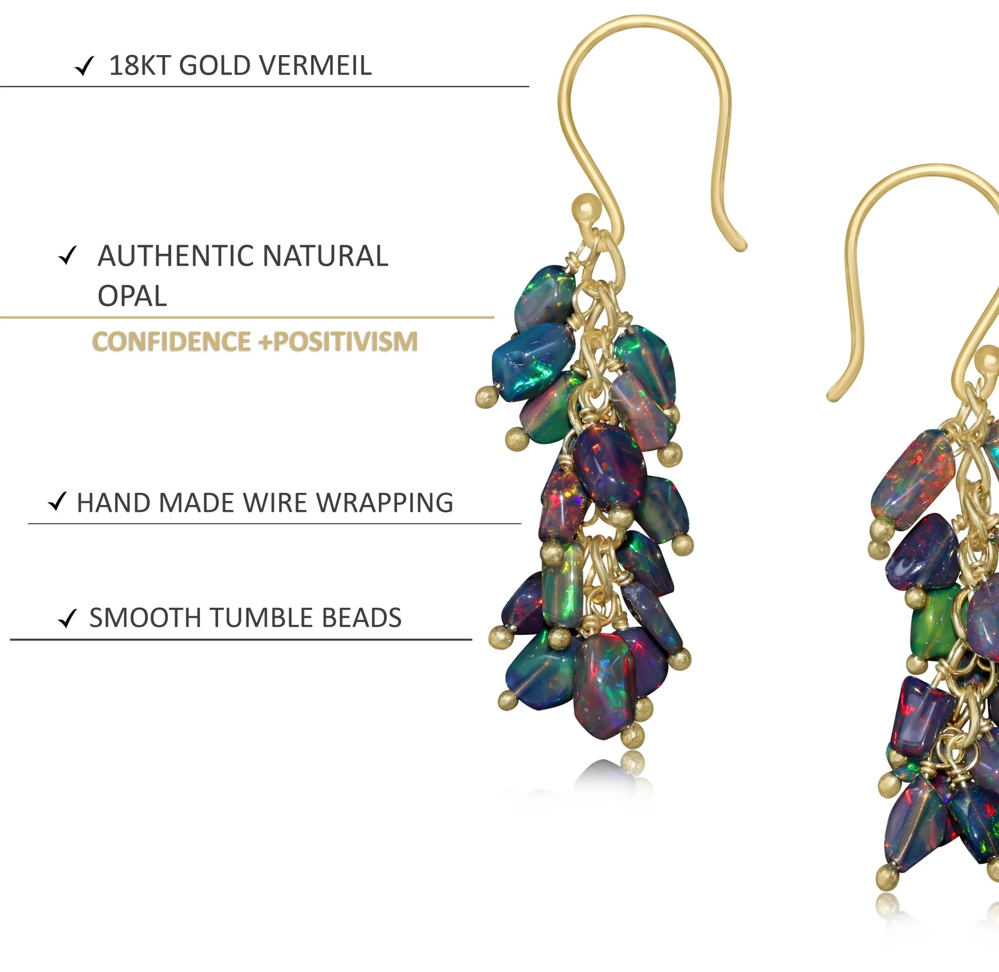 Handmade Wire Wrapping Black opal Dangle Earrings - Image 4