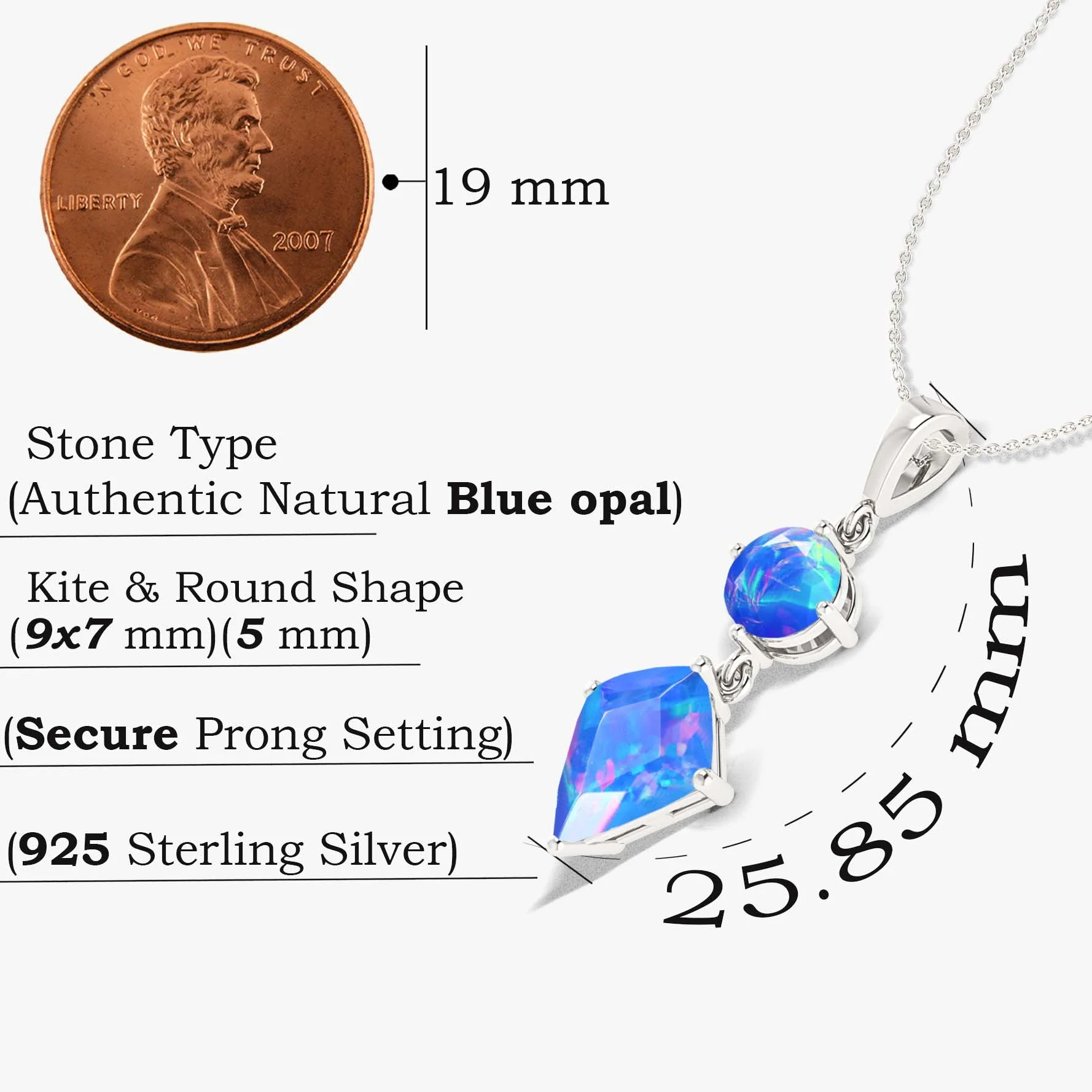 Kite and Round Fire Ethiopian opal pendant Gold chain necklace - Image 24
