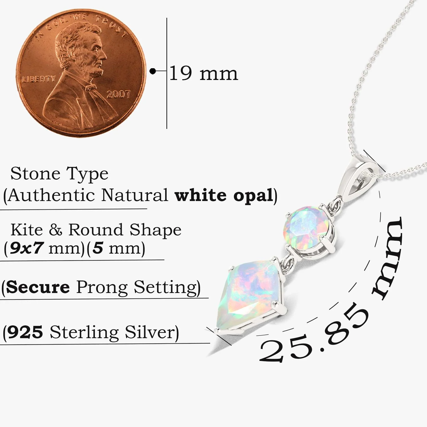 Kite and Round Fire Ethiopian opal pendant Gold chain necklace - Image 31