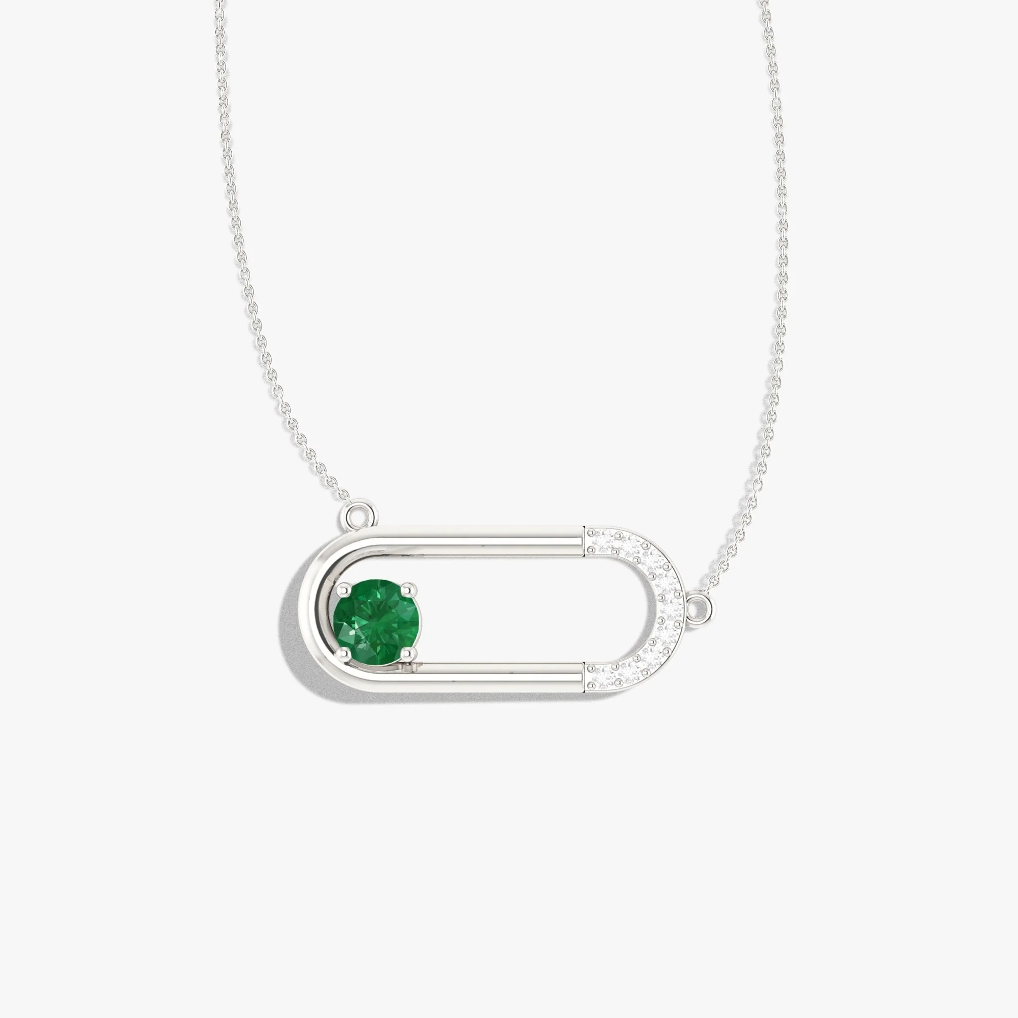 Lab Grown Emerald Pendant Chain necklace for women - Image 5