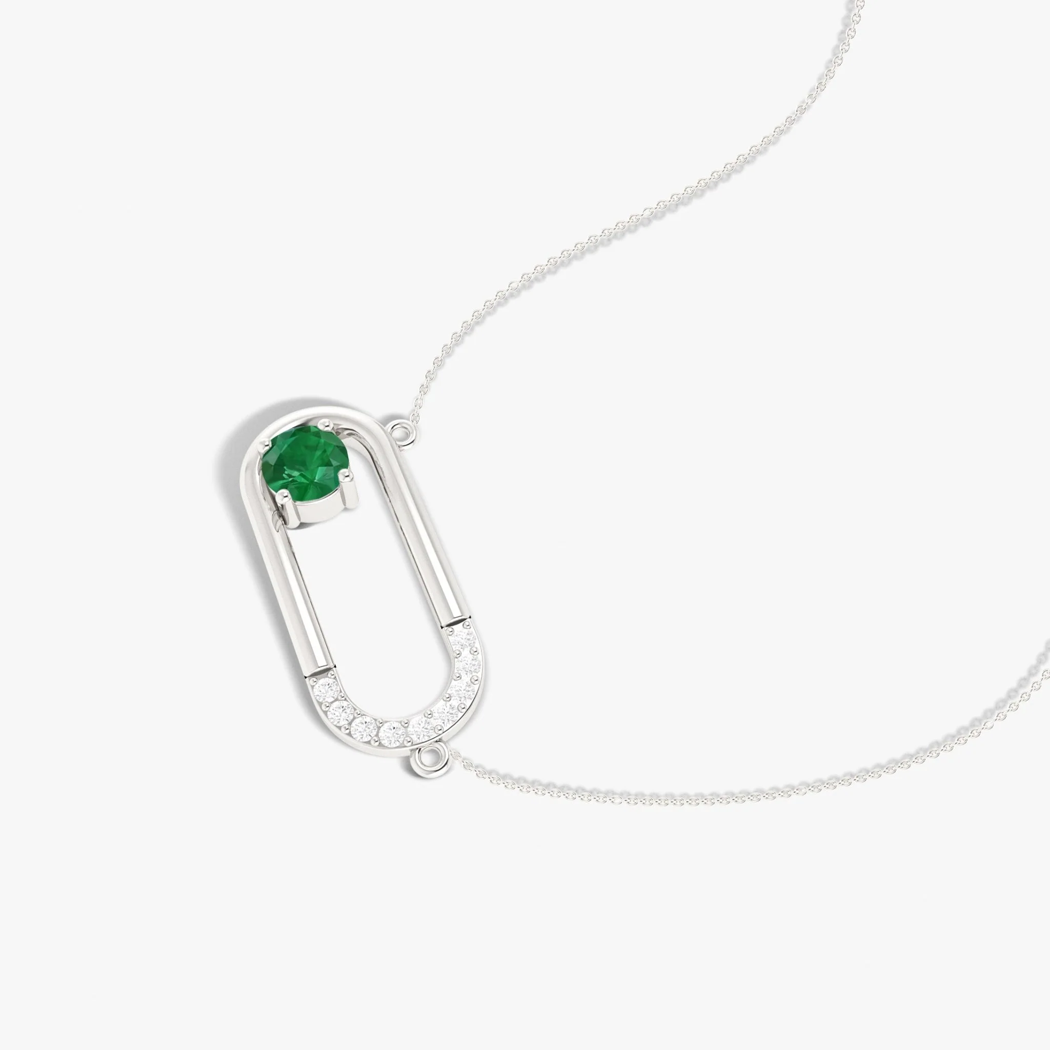 Lab Grown Emerald Pendant Chain necklace for women - Image 6