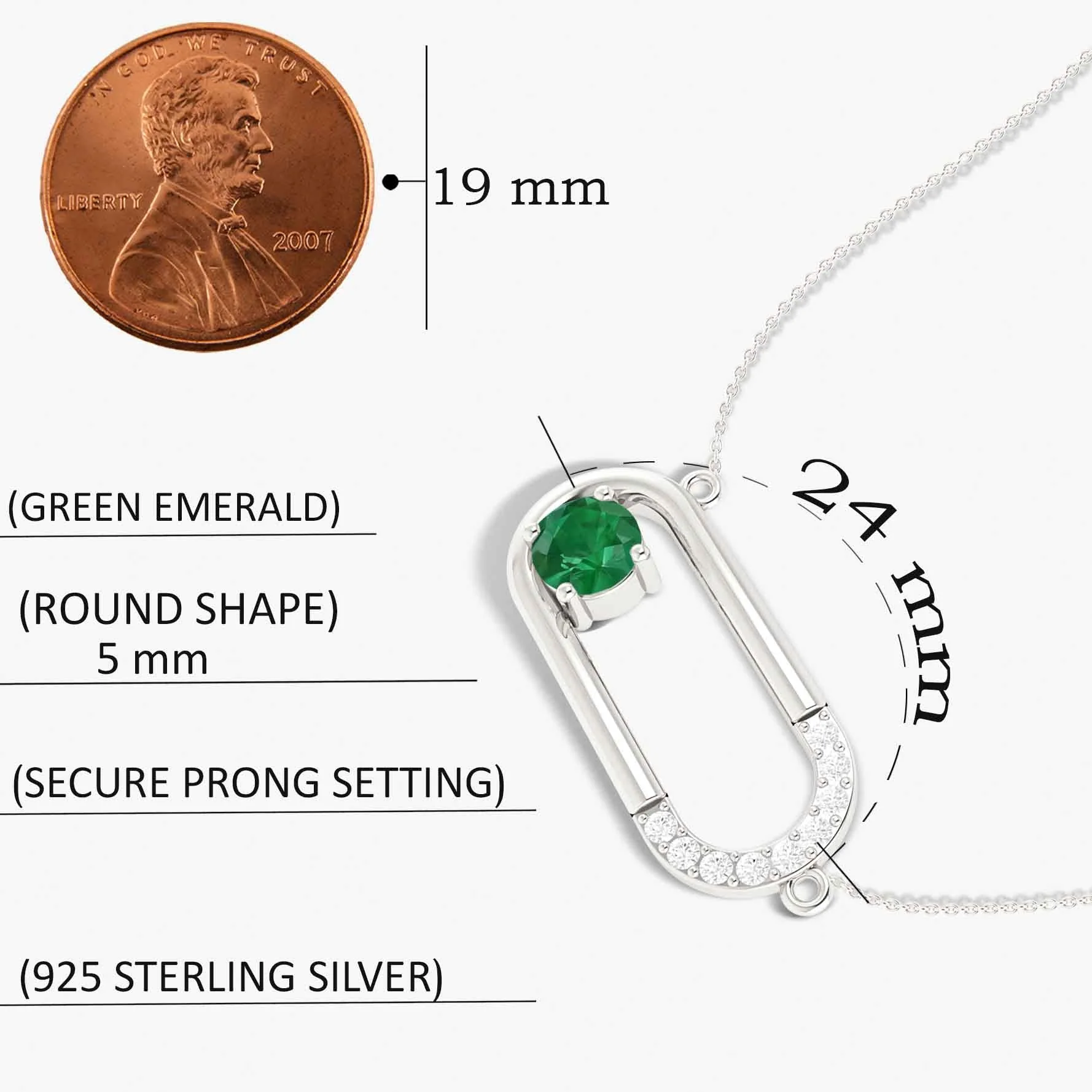 Lab Grown Emerald Pendant Chain necklace for women - Image 7