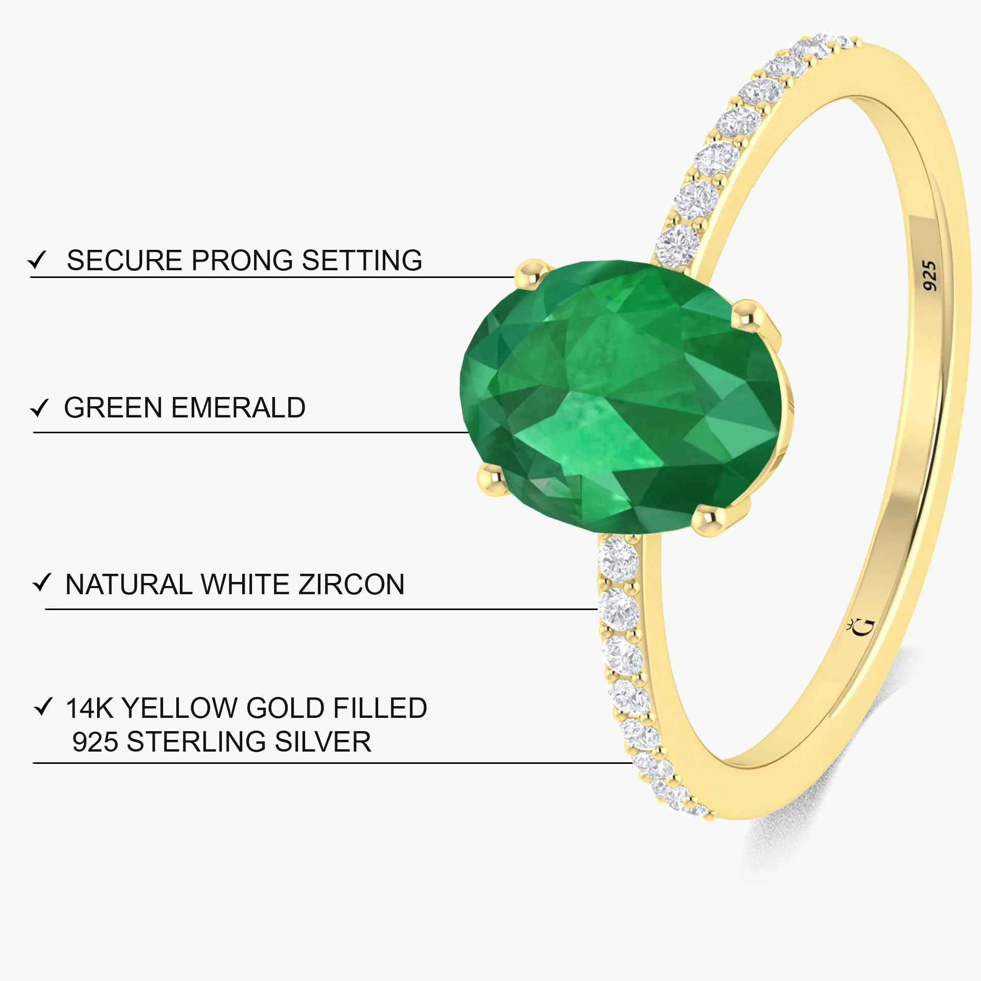 Lab Grown Green Emerald 6 x 8 MM Oval Statement ring - Image 6