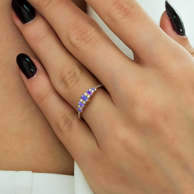 Lavender Baguette Fire Opal Gemstone Ring - Image 3