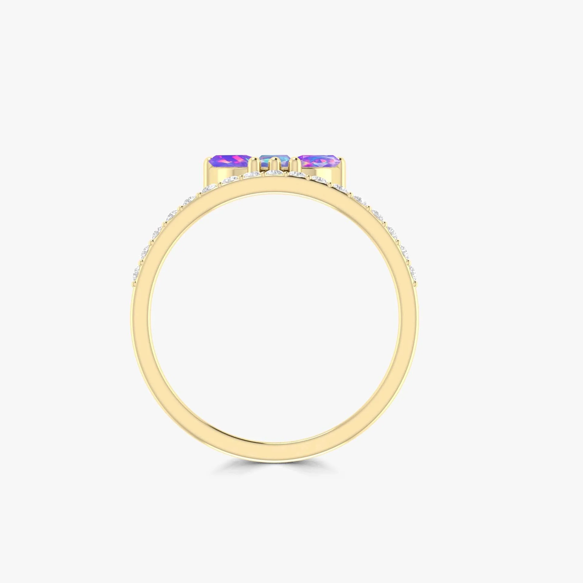 Lavender fire 3 Marquise Ethiopian opal ring - Image 4