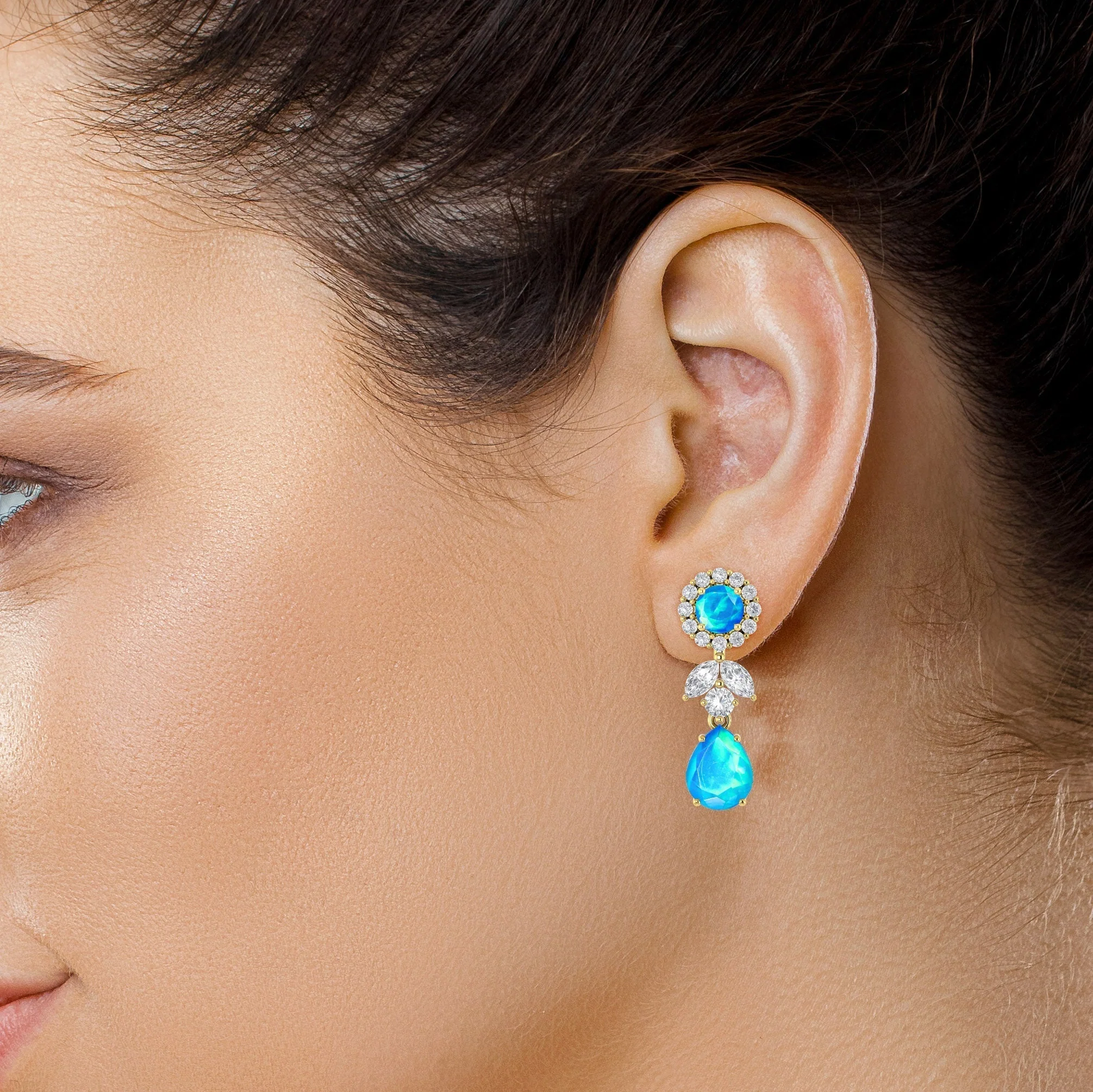Lavender Fire Dual Opal Drop and Stud Earring - Image 11