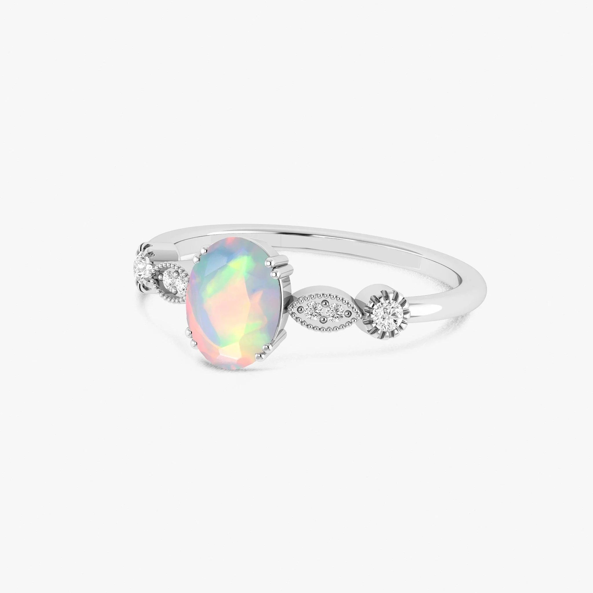 Lavender Multifire Oval Ethiopian Opal Ring for Women - Image 4