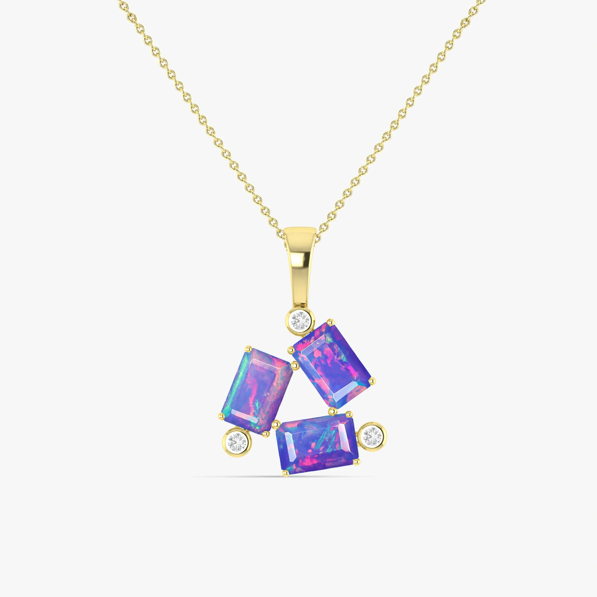 Lavender Opal Baguette Gemstone Charm Pendant