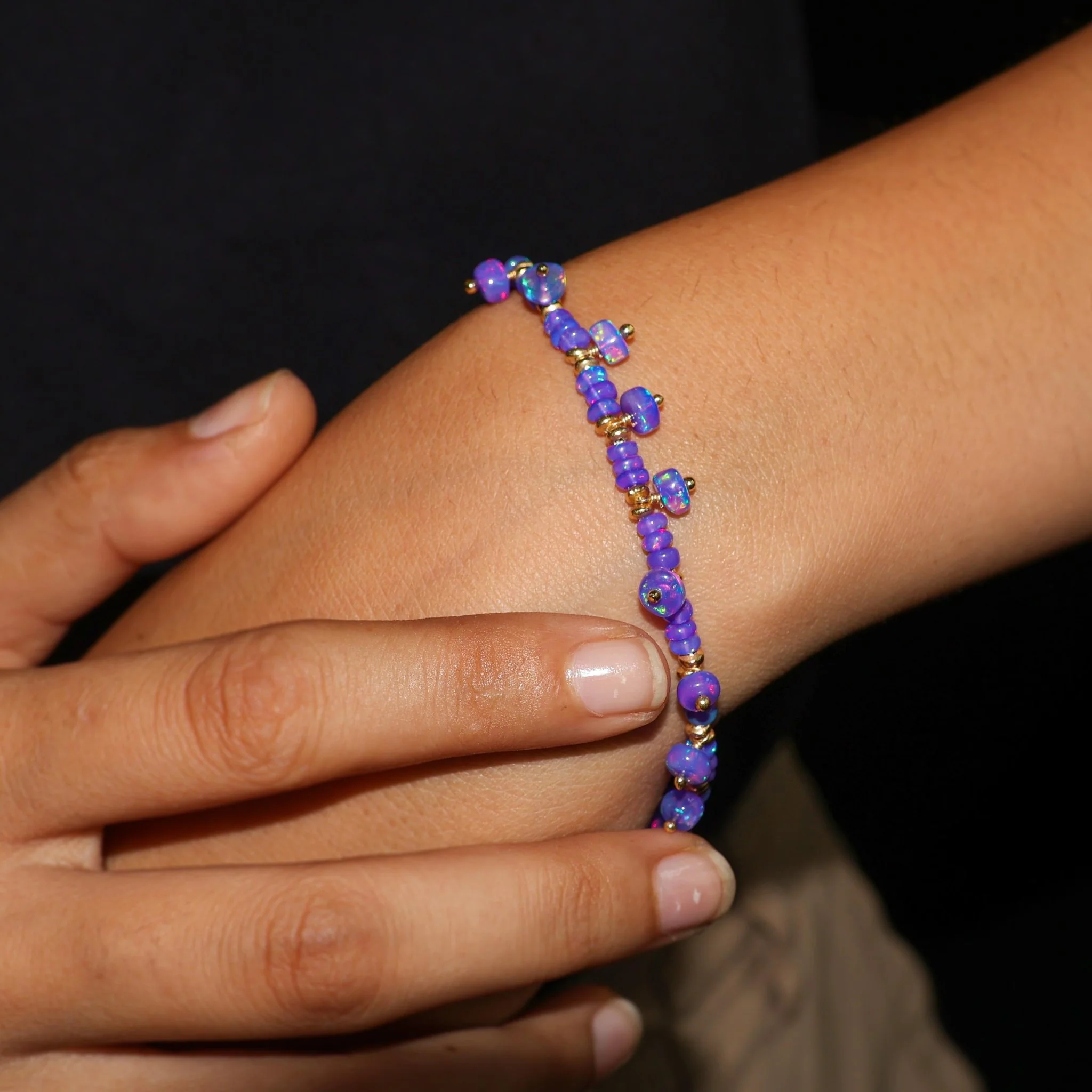 Lavender Opal Beaded Bracelet Natural Gemstone - Image 2