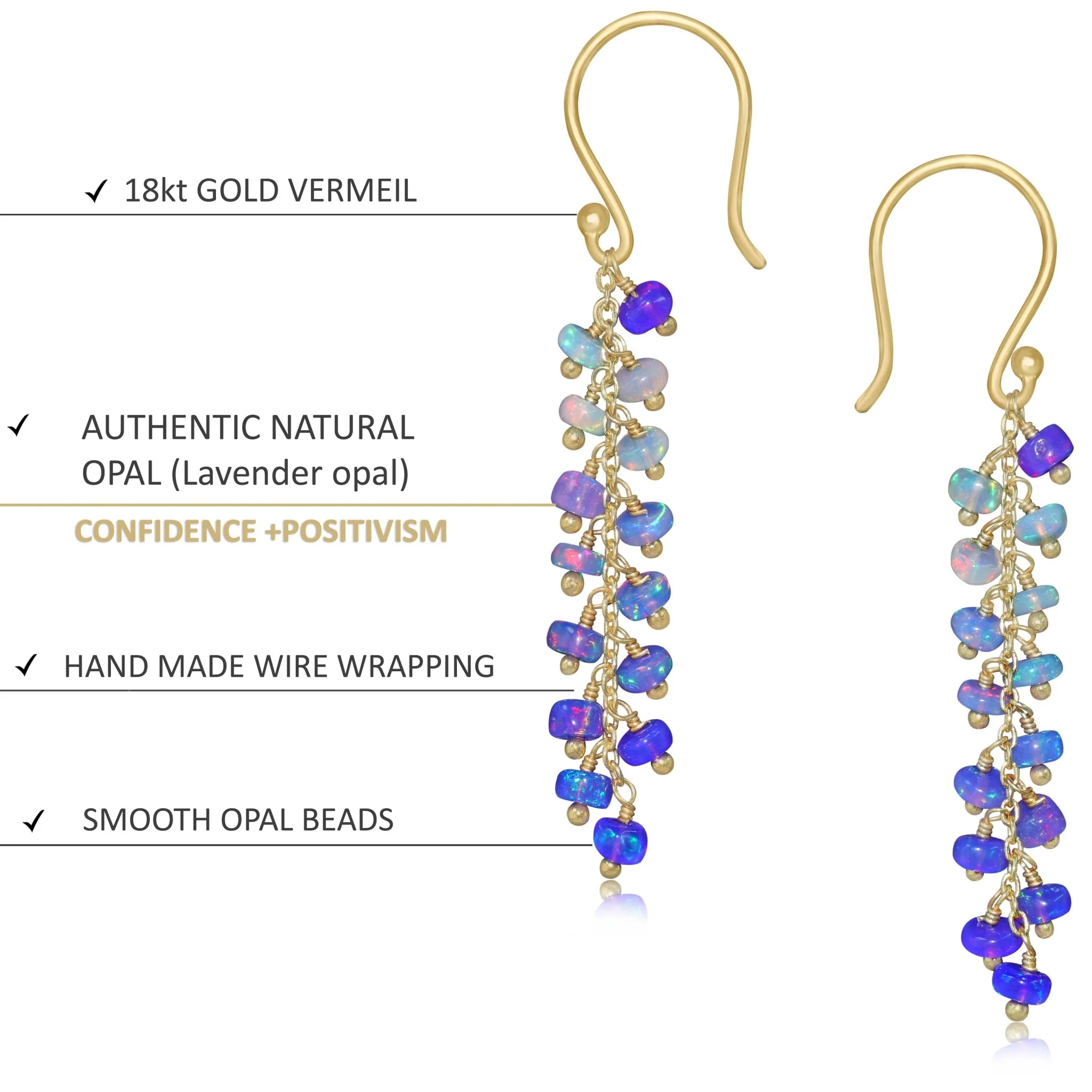 Lavender Opal Beaded Dangel Earrings for christams Gift - Image 2