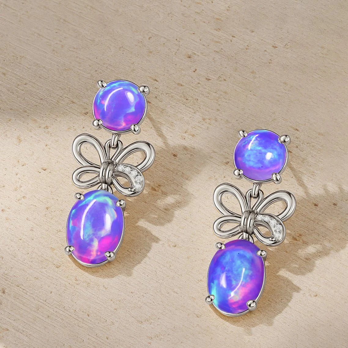 Lavender Opal Butterfly Stud Earrings - Image 4