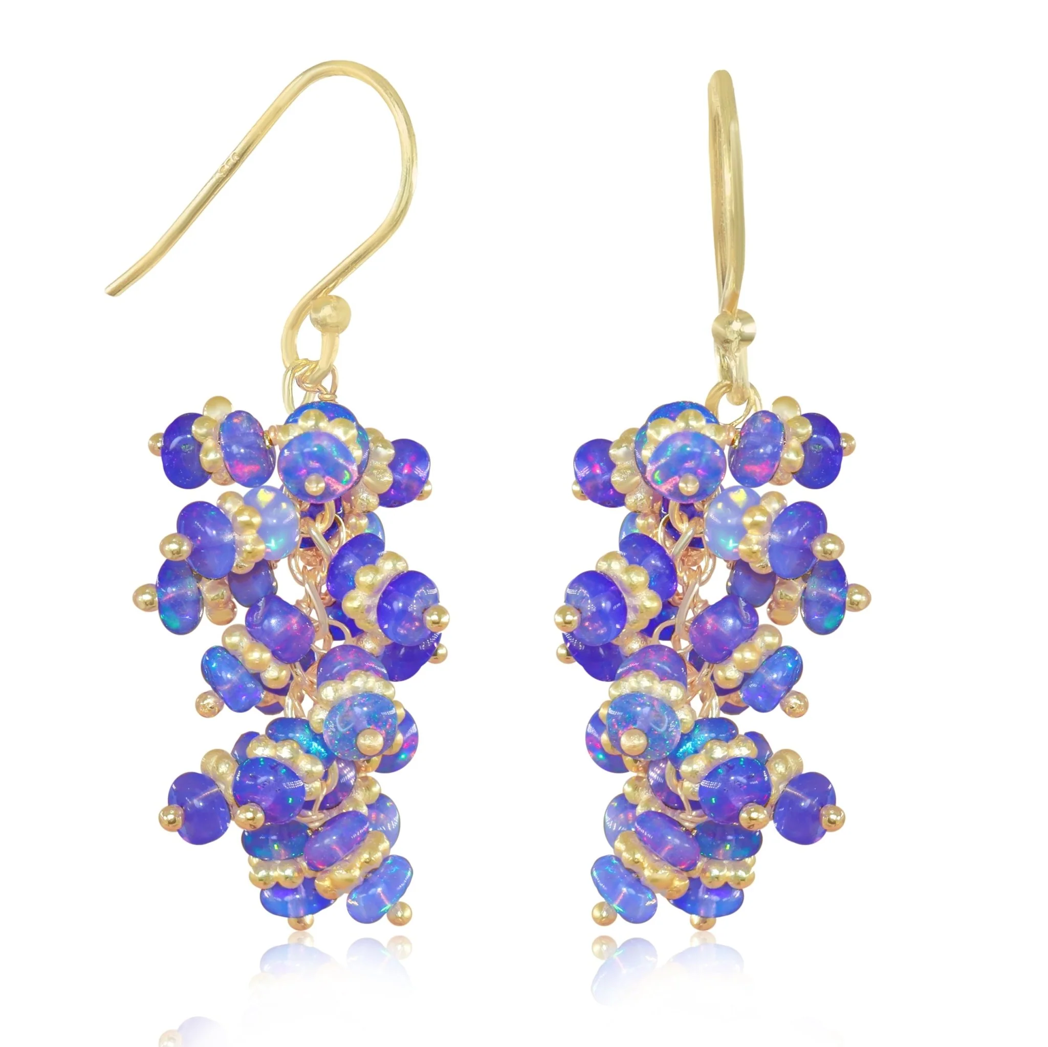 Lavender Opal Chakri Cluster Earrings