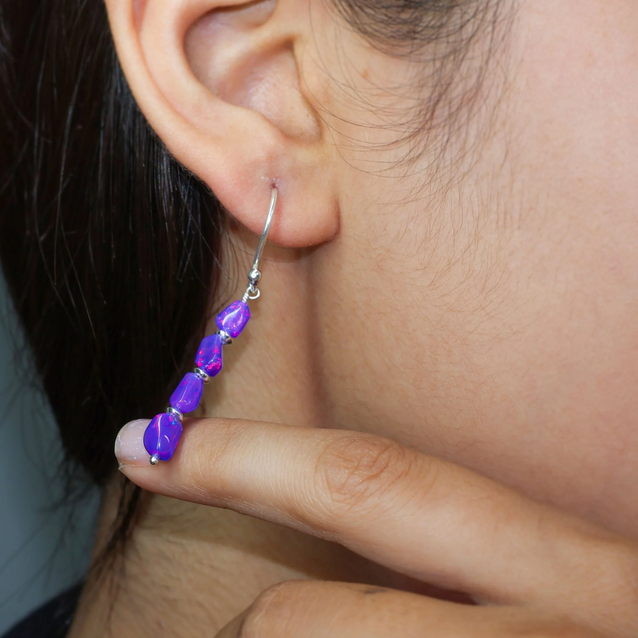 Lavender opal Dangle Earrings for Christmas Gift - Image 3