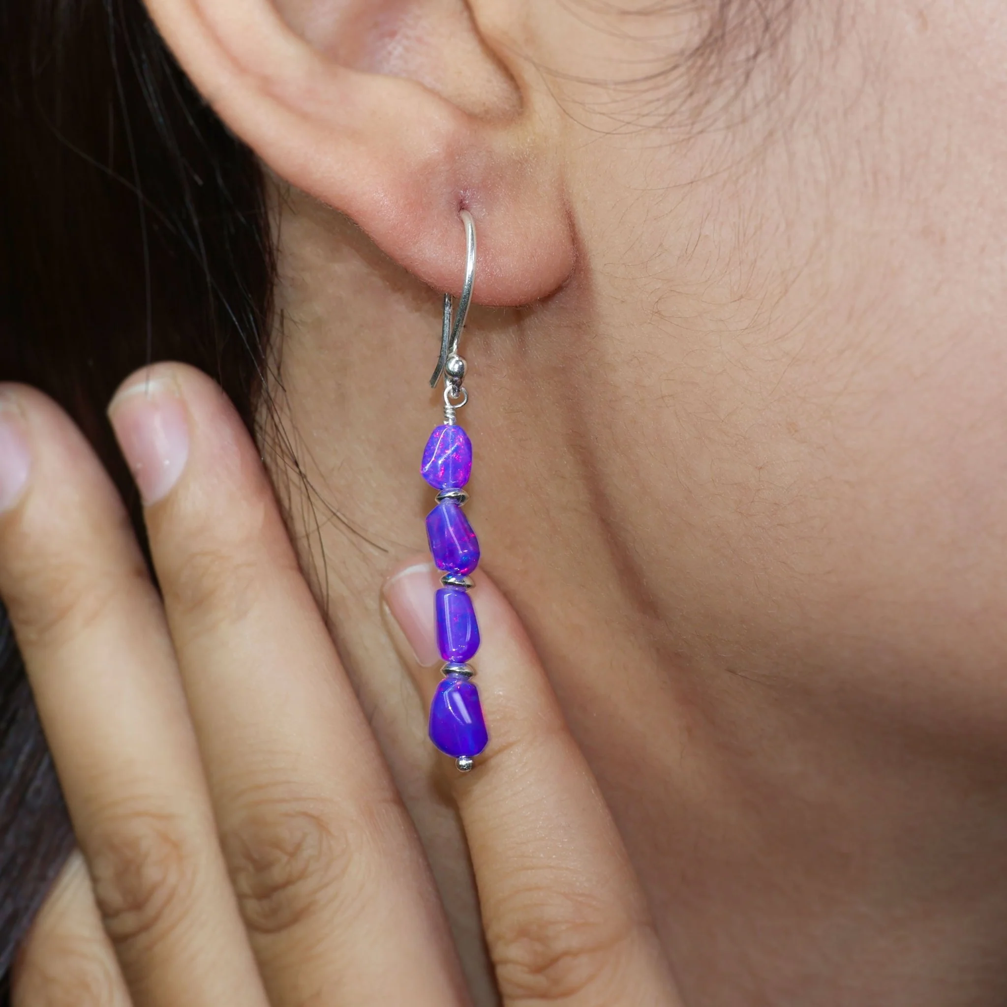 Lavender opal Dangle Earrings for Christmas Gift - Image 4