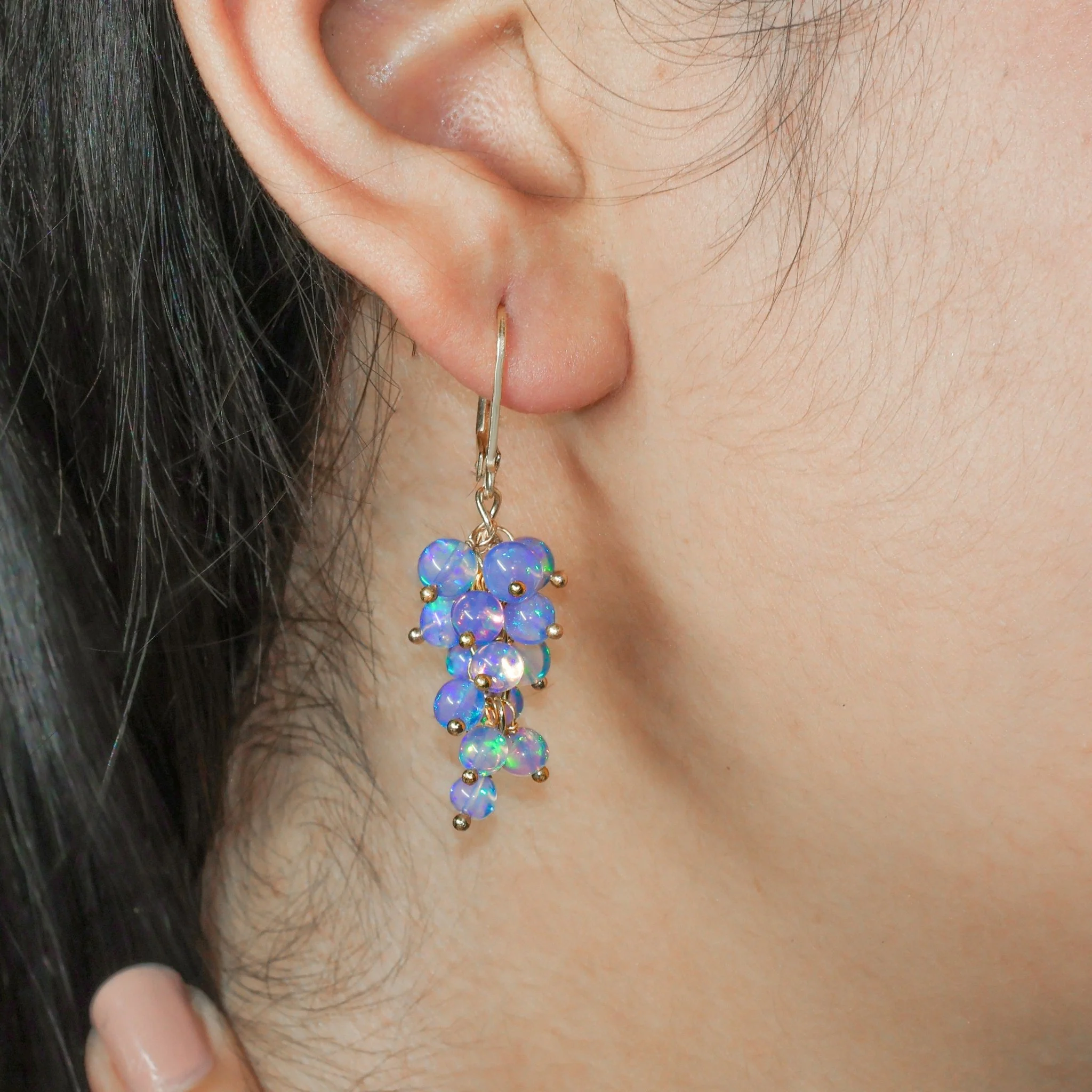 Lavender Opal Earrings – Ethiopian Opal Beads | Minimalist Handmade Jewelry - Image 3