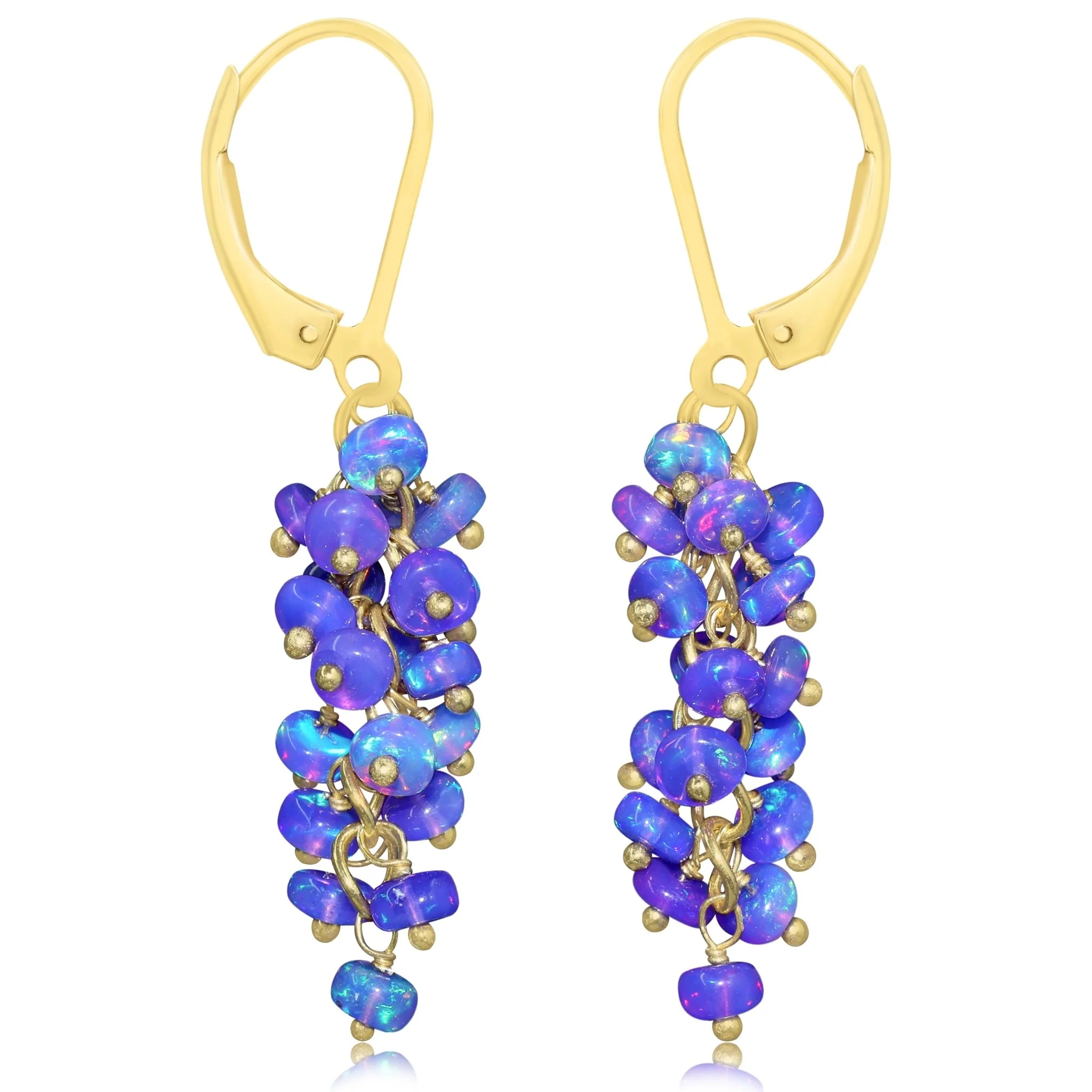 Lavender Opal Earrings Cluster for Her