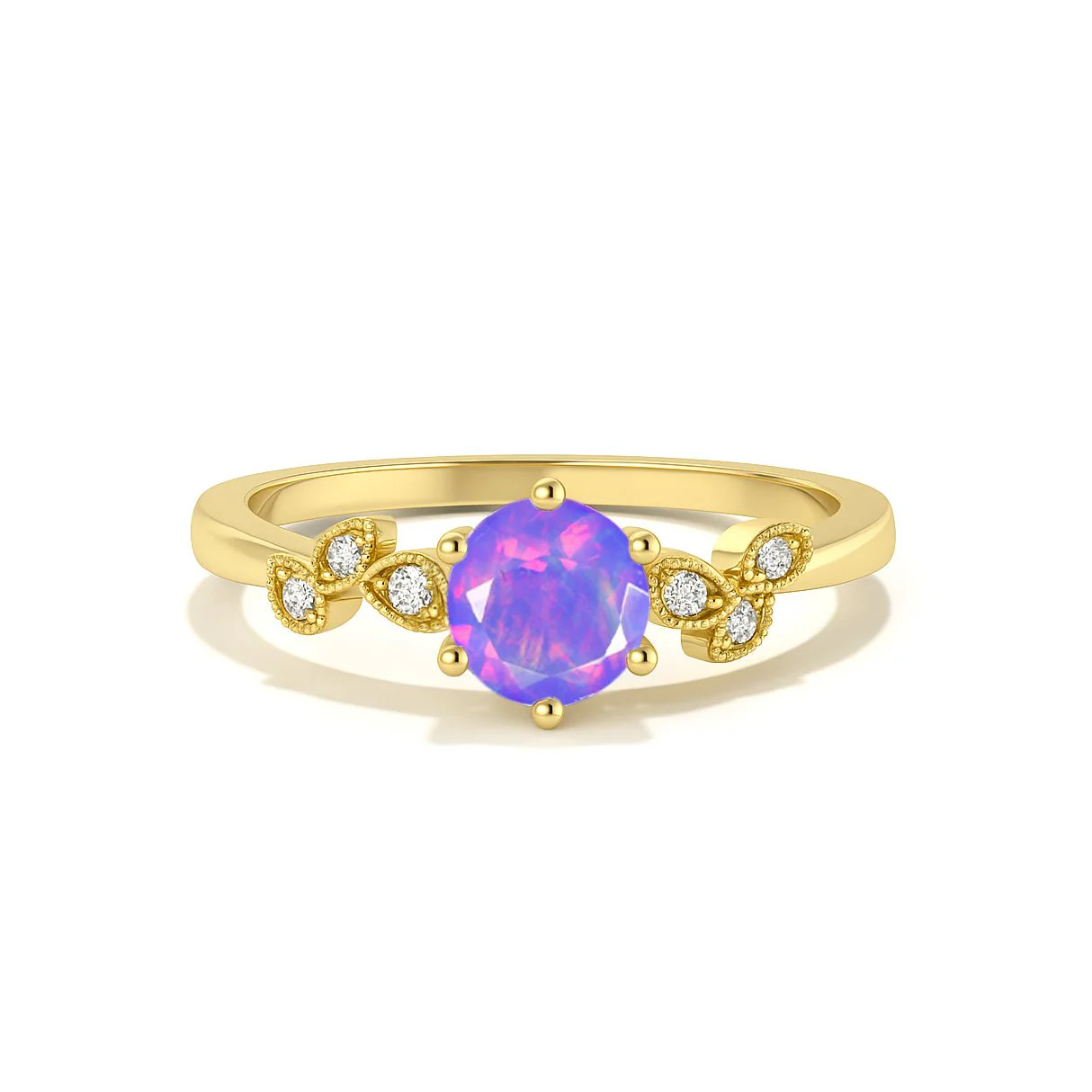 Lavender Opal Engagement Ring - Timeless Elegance